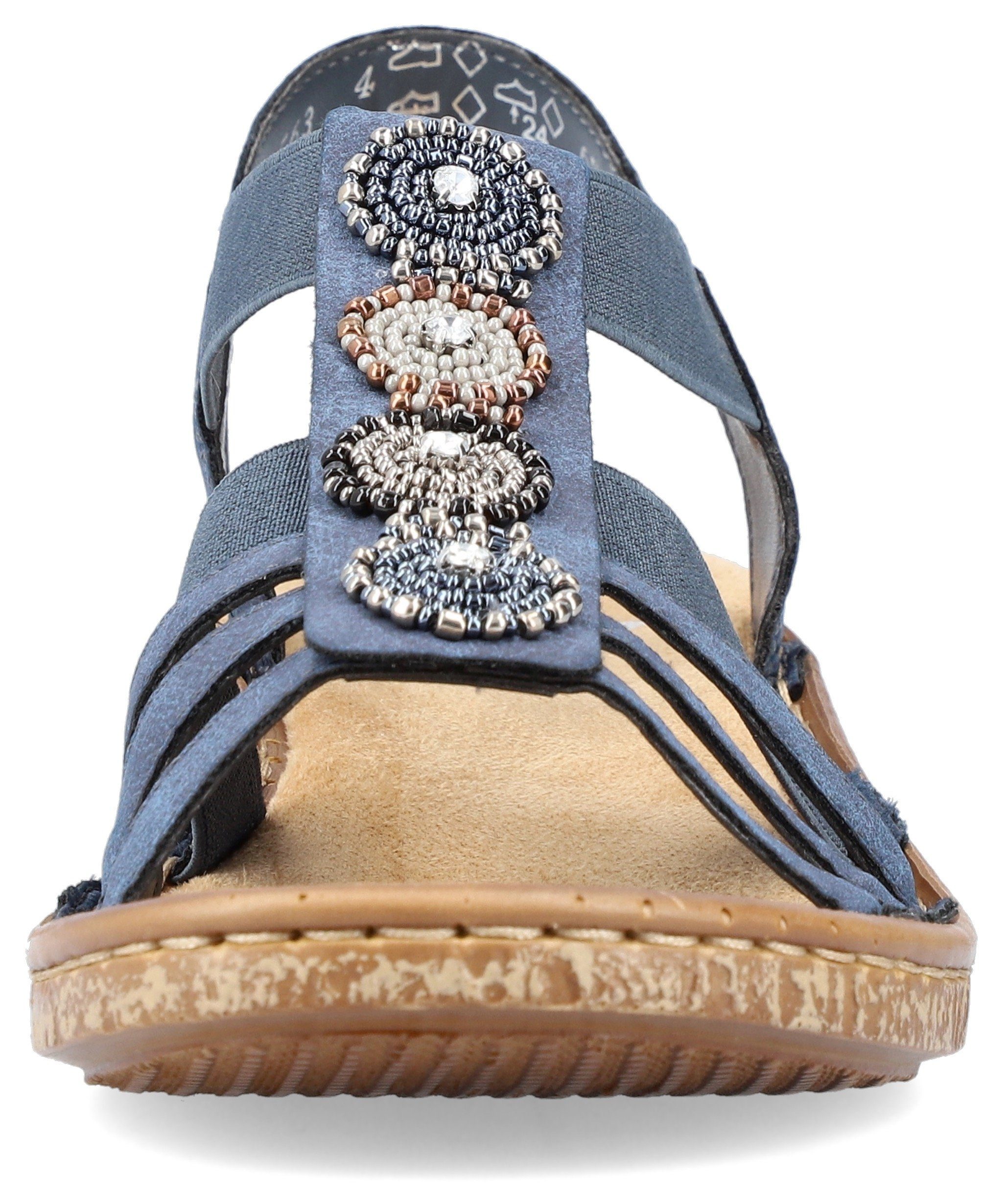 Rieker Sandalen zomerschoen, sandaal, sleehak, met decoratieve parels