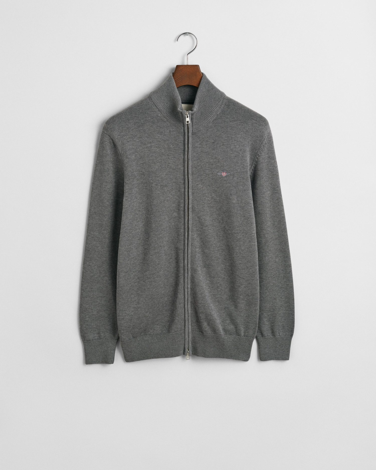 Gant Cardigan CASUAL COTTON ZIP CARDIGAN Met ribbels aan opstaande kraag, mouwen en zoom