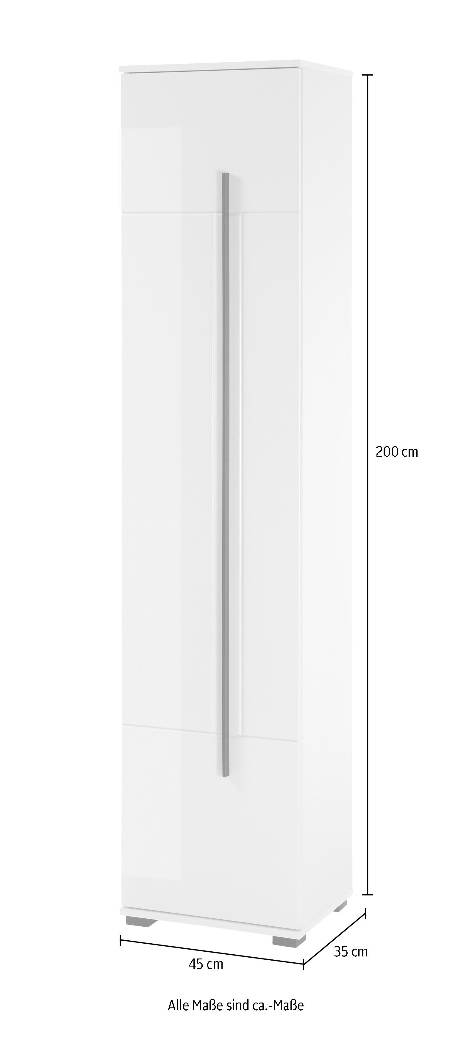 INOSIGN Hoge kast Cantara, Badschrank in Hochglanz Weiß, Hochschrank im modernen Design