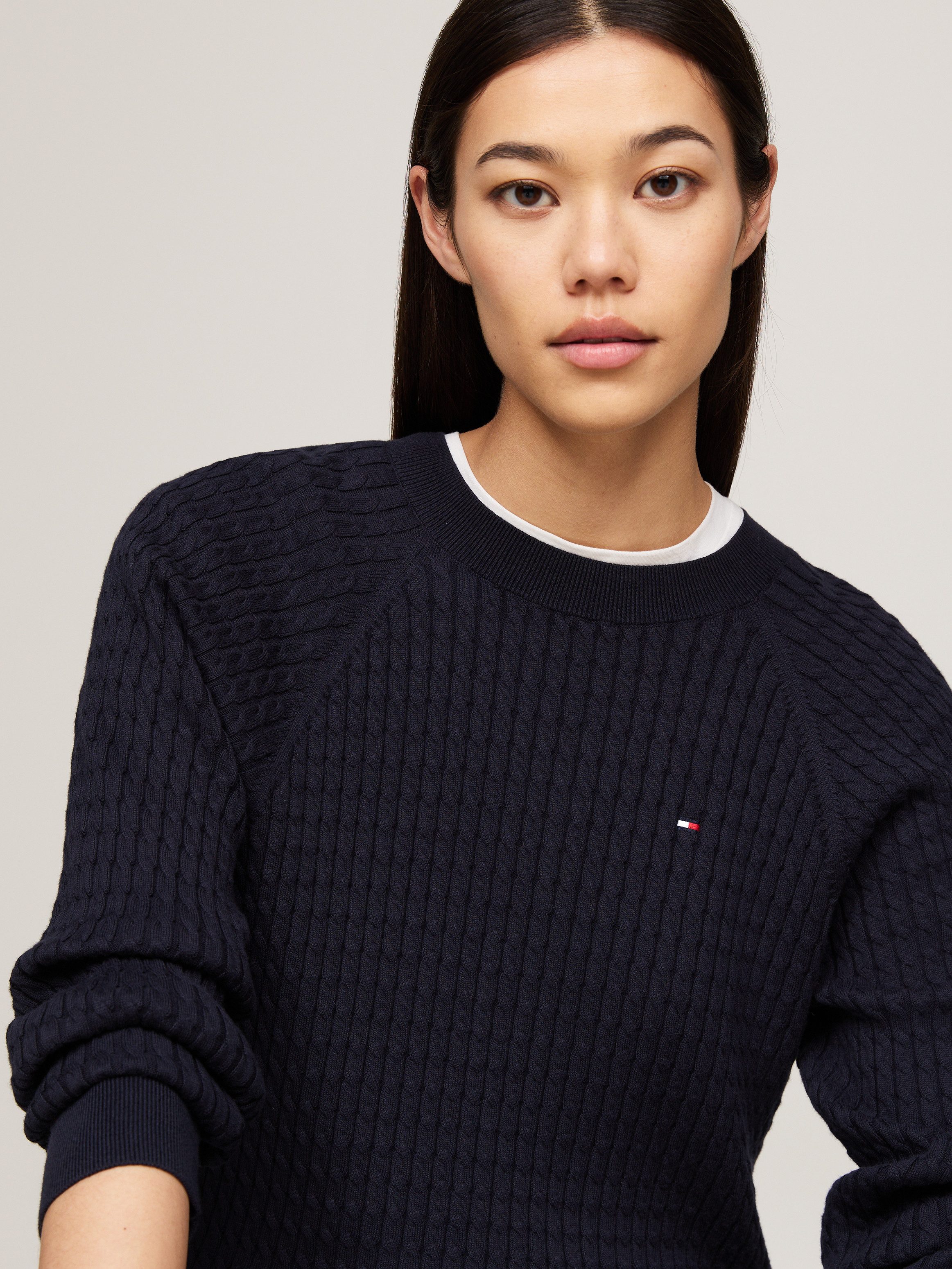 Tommy Hilfiger Trui met ronde hals CO CABLE C-NK SWEATER