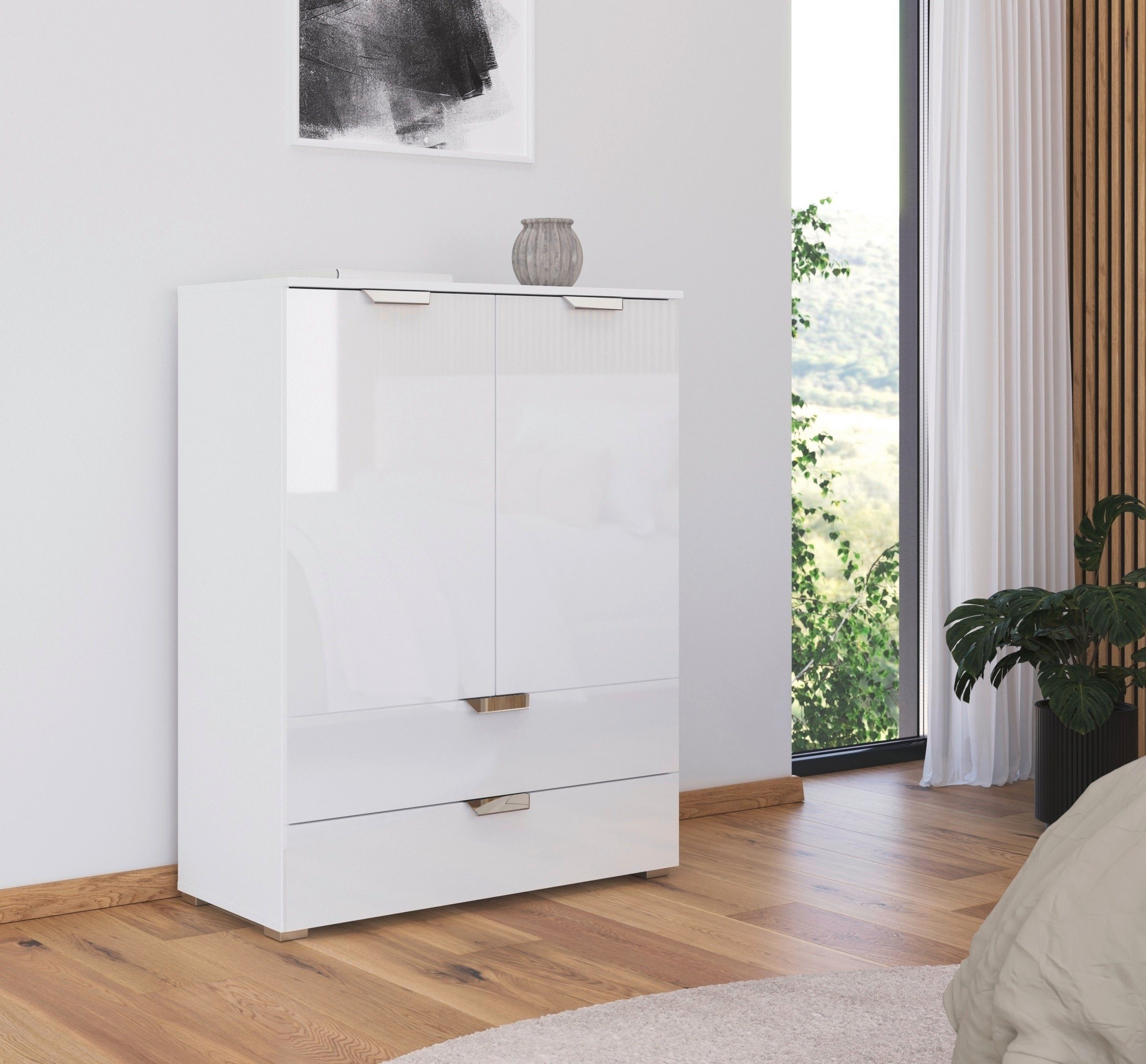 rauch Hoge kast Glamour by Aditio met hoogglansfront, 2 laden met soft-closefunctie