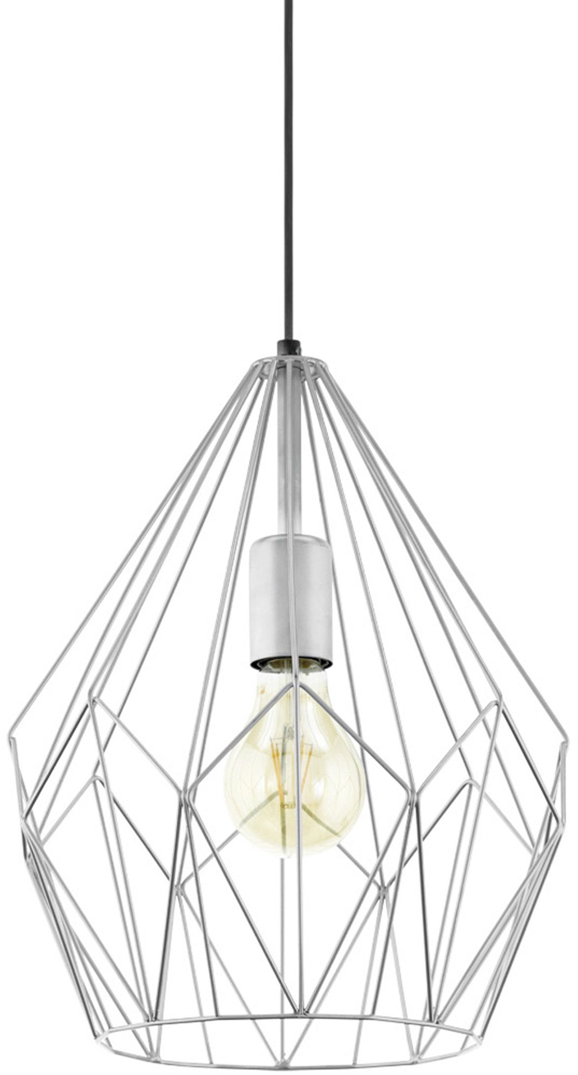 EGLO Hanglamp CARLTON Vintage hanglamp, retro hanglamp, kleur: zilver, fitting: E27 hanglampen zilver