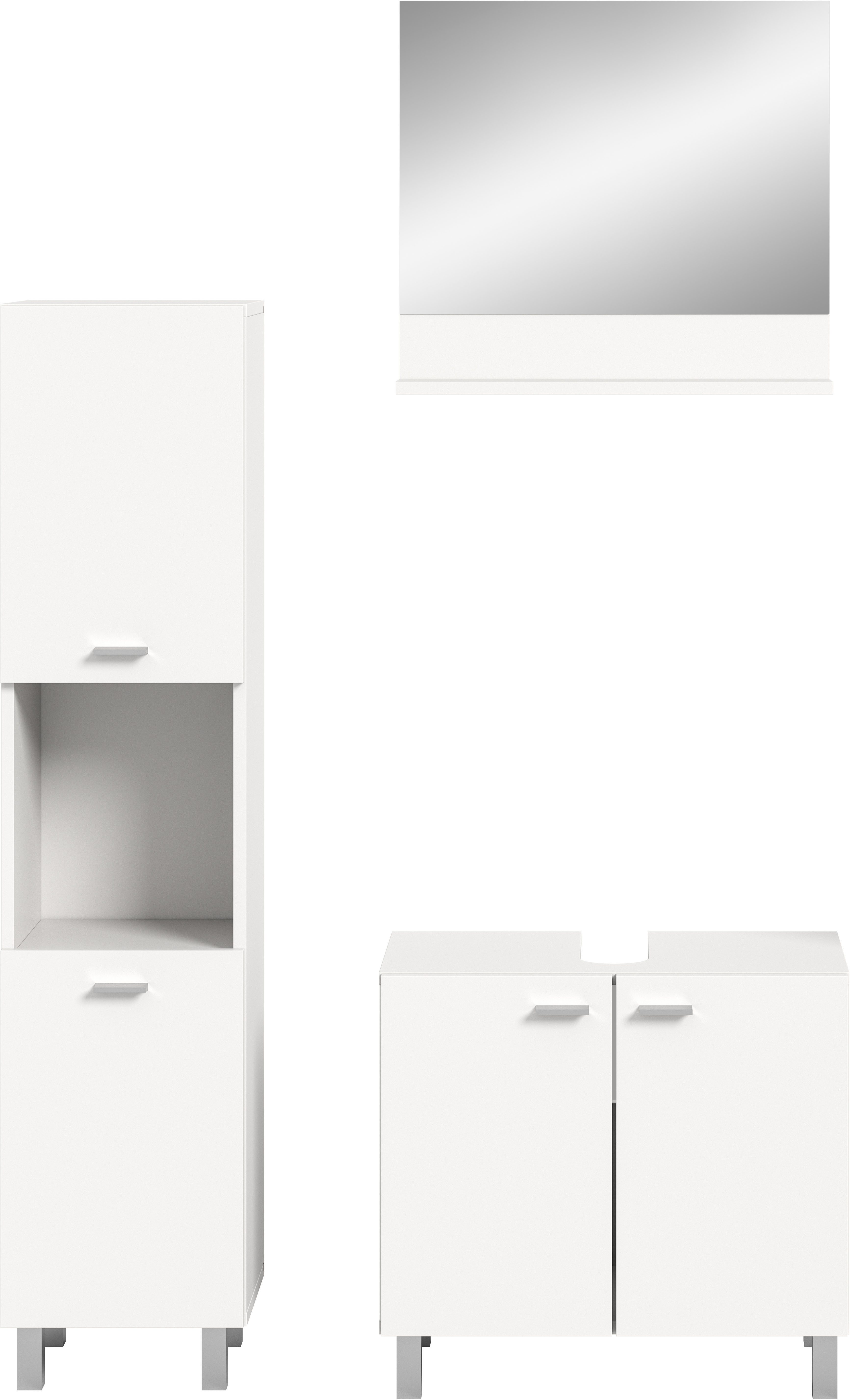 welltime Badmeubelset Tampa, breedte 102cm, 3-delig Wastafelonderkast, spiegel, hoge kast (3 stuks)