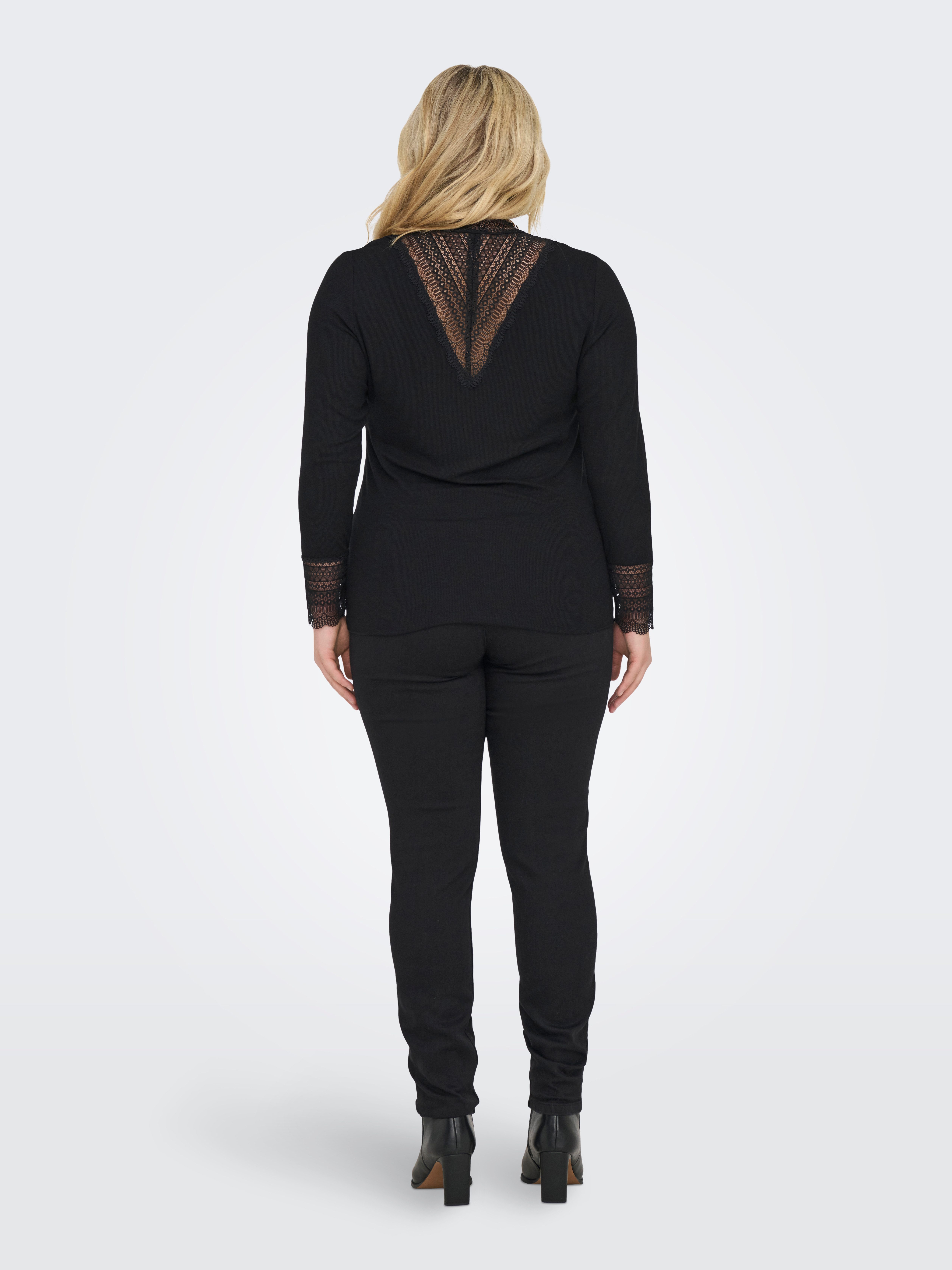 ONLY CARMAKOMA Shirt met lange mouwen CARTILDE RIB LACE L/S TOP JRS NOOS