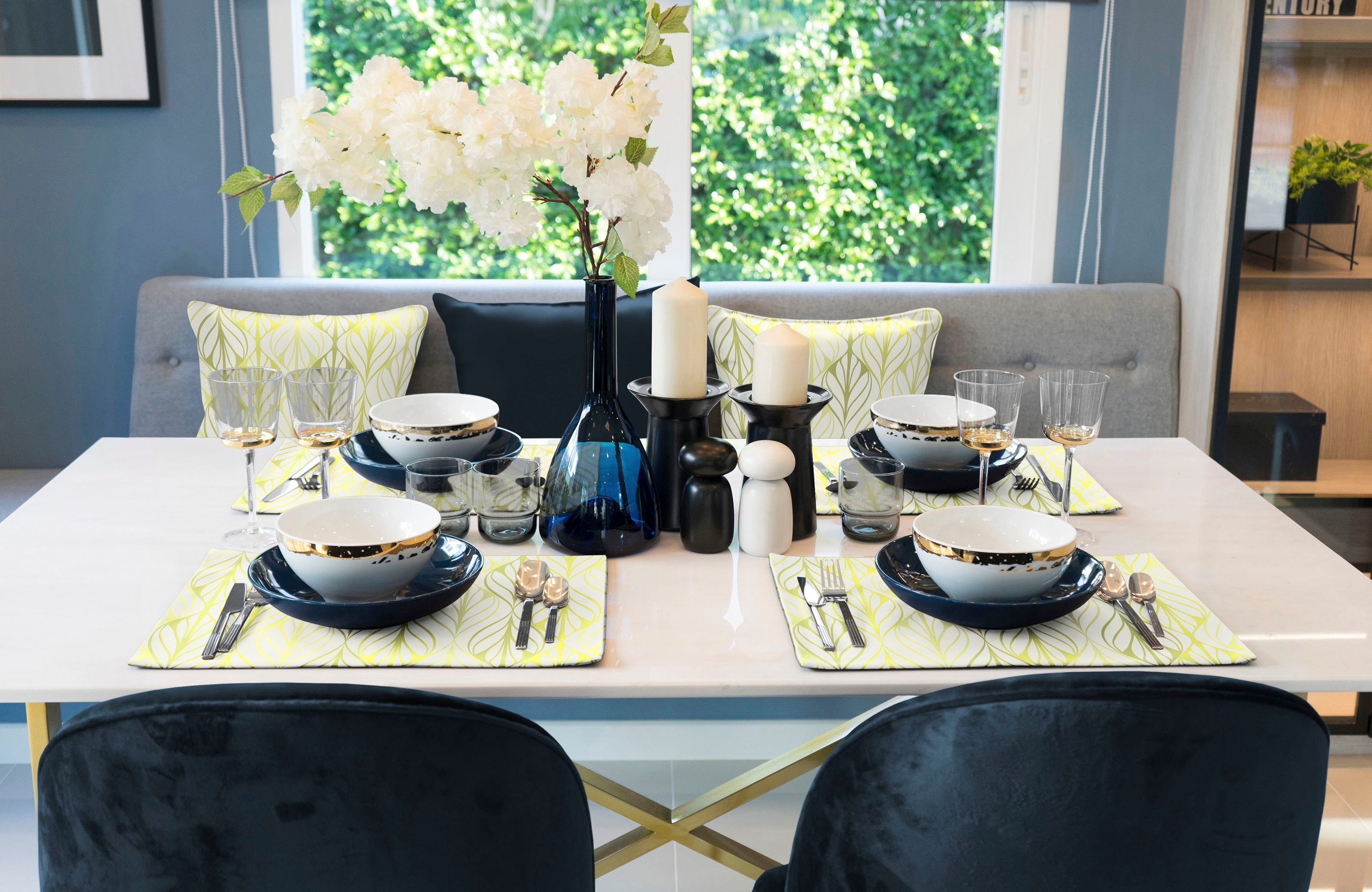 Adam Set placemats WAVE GOTS organic, gecertificeerd door CERES 0242, Made in Germany (2 stuks) tafelkleden groen