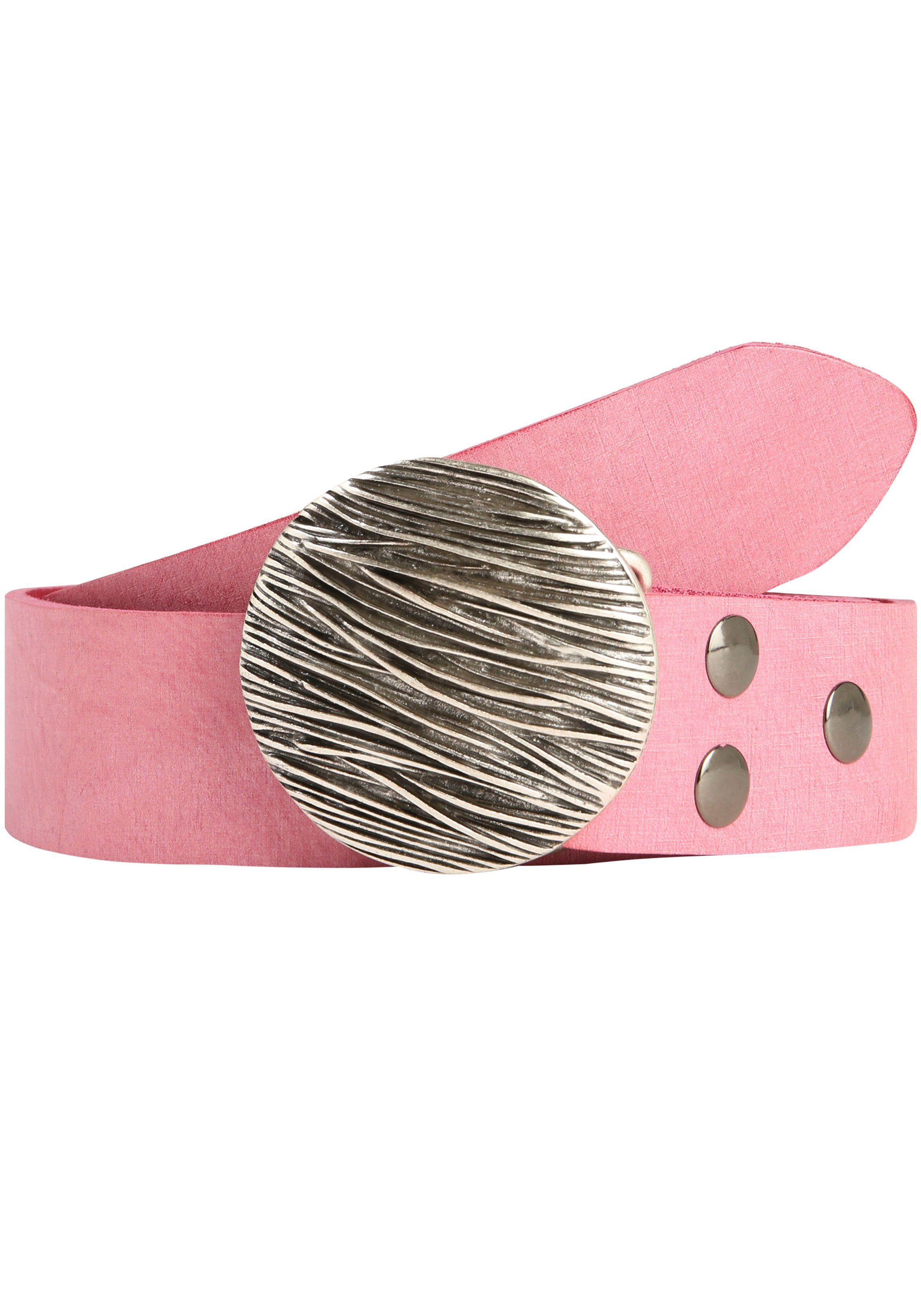 RETTUNGSRING by showroom 019° Leren riem met verwisselbare sluiting "zeewier rond" unisex riemen maat 115 roze