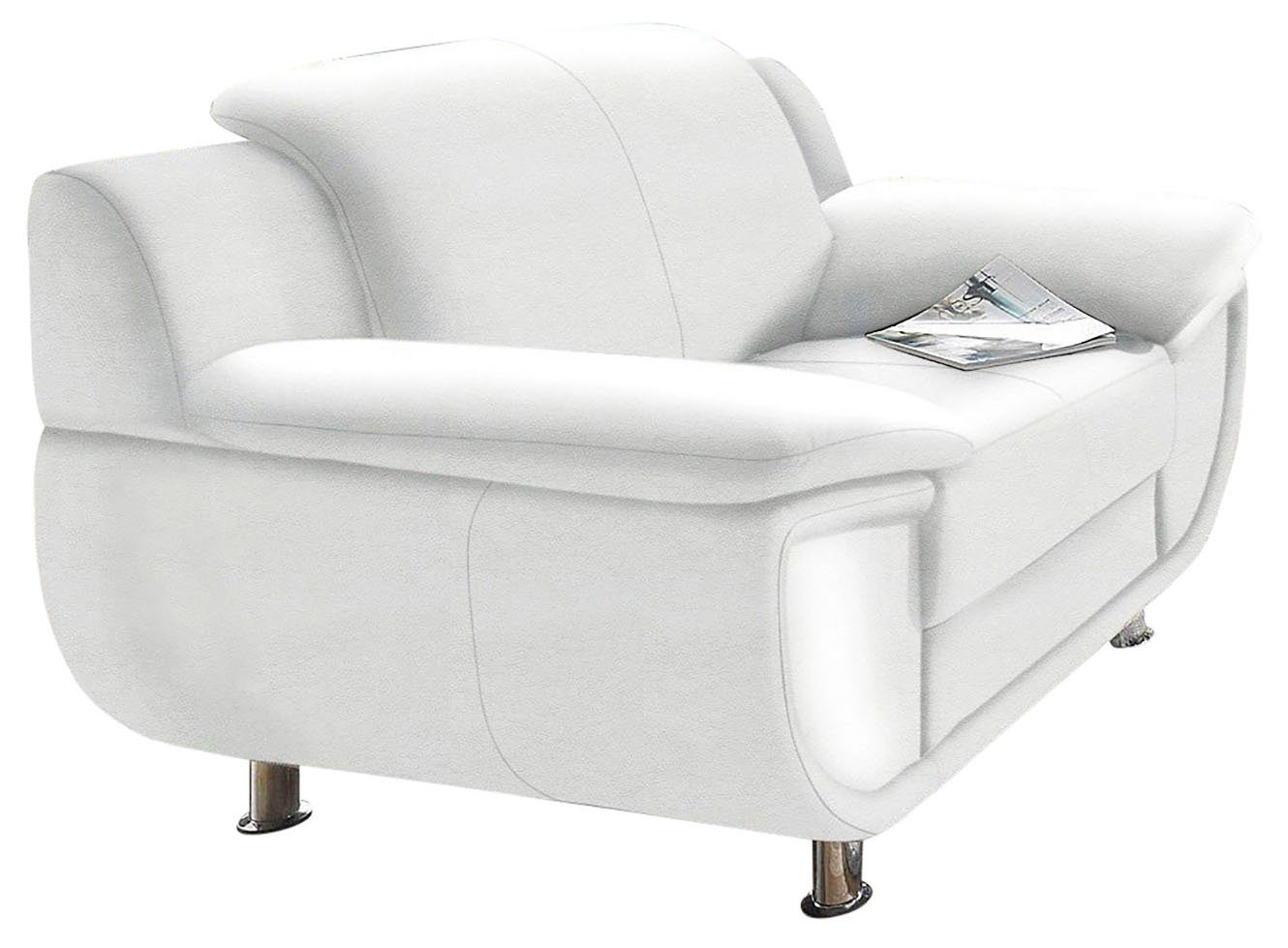 TRENDMANUFAKTUR Fauteuil Rondo, breedte 121 cm, brede armleuningen, chromen poten