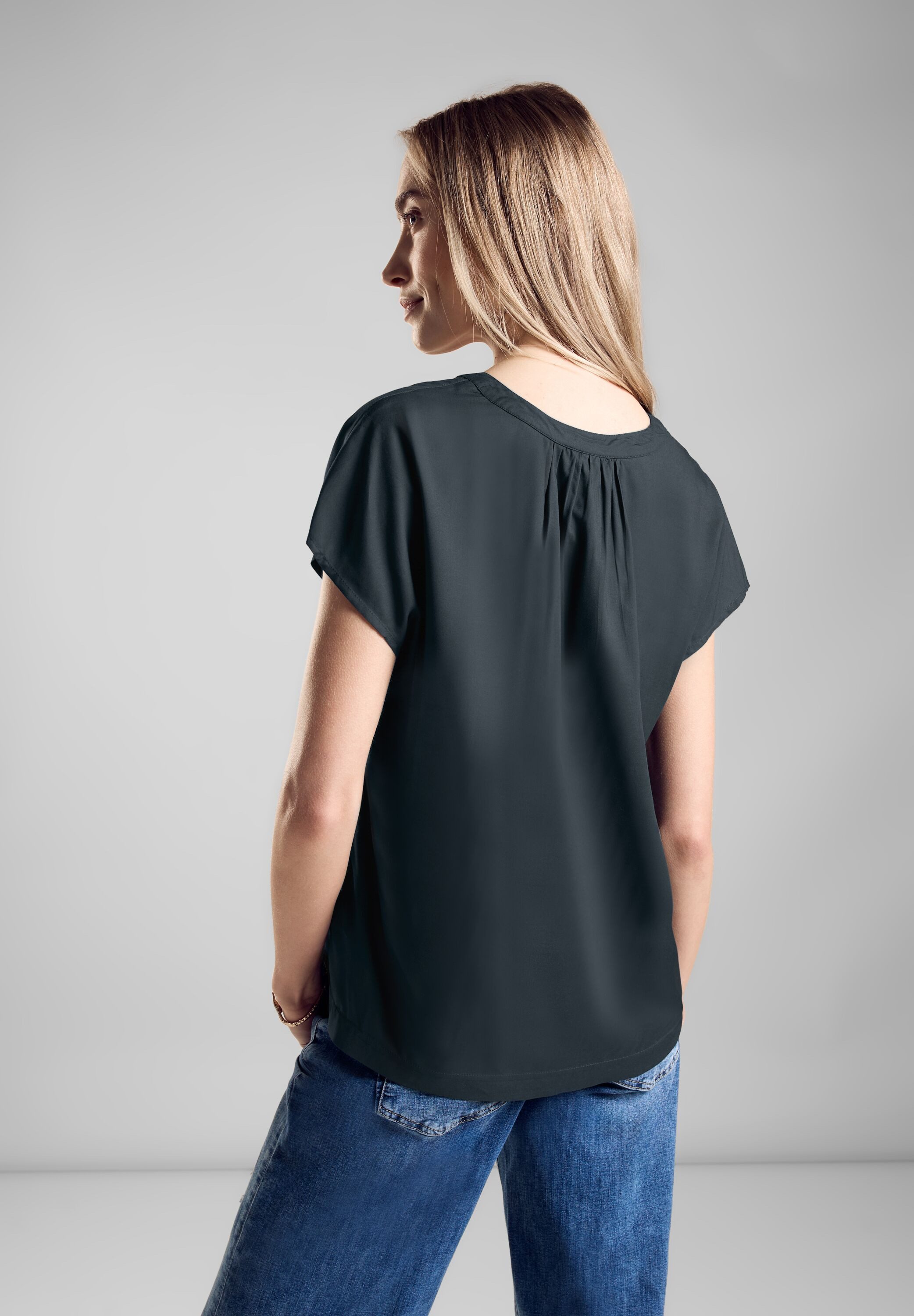 STREET ONE Blouse met korte mouwen Blouseshirt van pure viscose