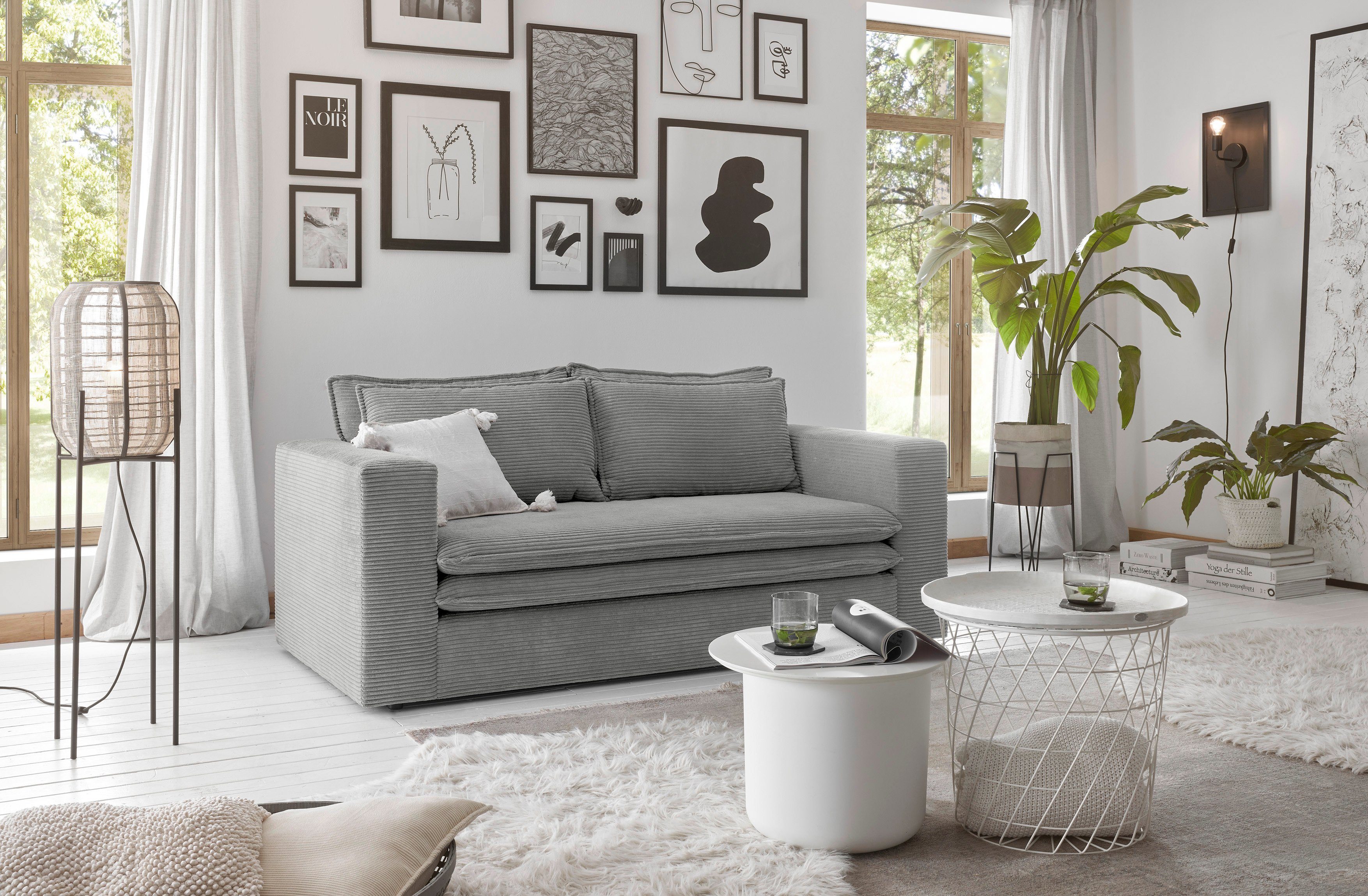 Places of Style 2-zitsbank PIAGGE Hoogwaardige cord met zachte veloursstructuur