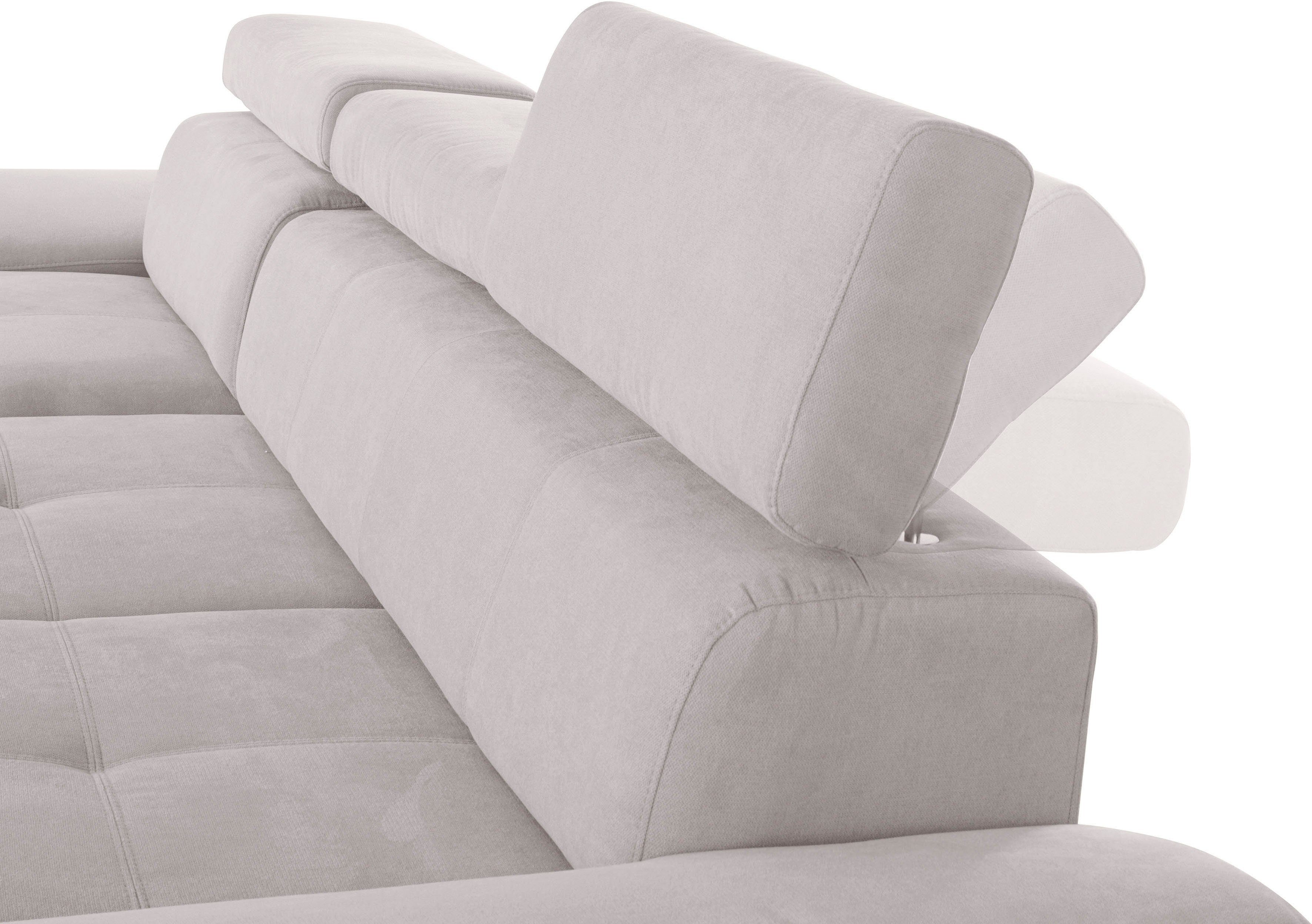 exxpo - sofa fashion Hoekbank Enya, uitgebreide afwerking, hoog zitcomfort, comfortabel, L-vorm inclusief verstelbare hoofdsteun, naar keuze met slaapfunctie en bedkist