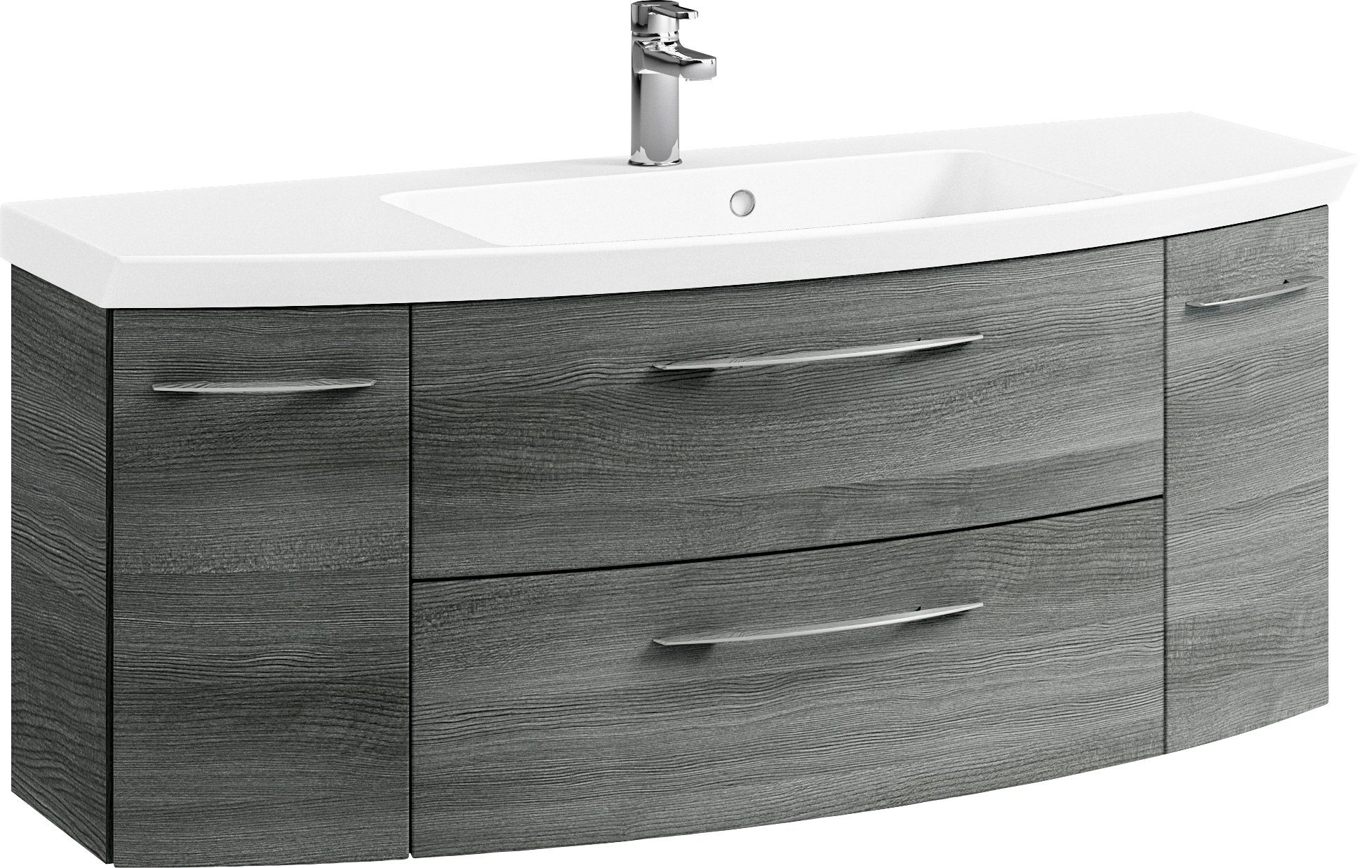 Saphir Badkamerserie Cassca sprint 2-delig mineraalmarmeren wastafel met led-spiegelkast (2-delig)