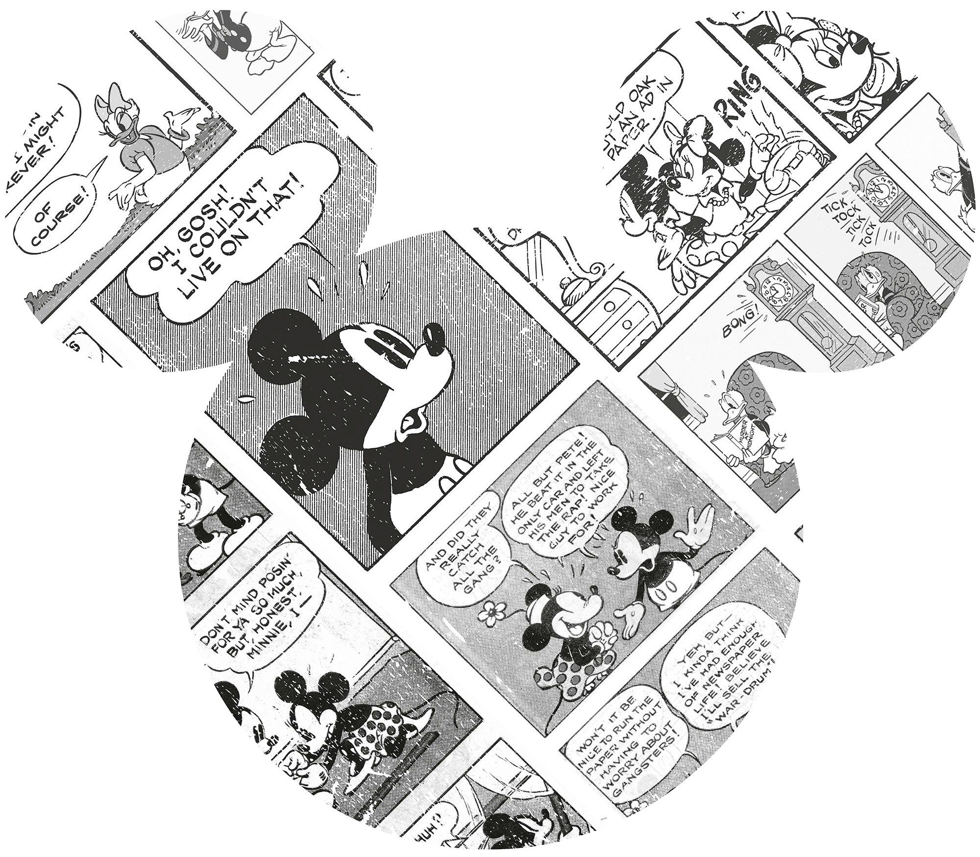komar vliesbehang mickey head comic cartoon 125 x 125 cm (breedte x hoogte), rond en zelfklevend (1 stuk) zwart