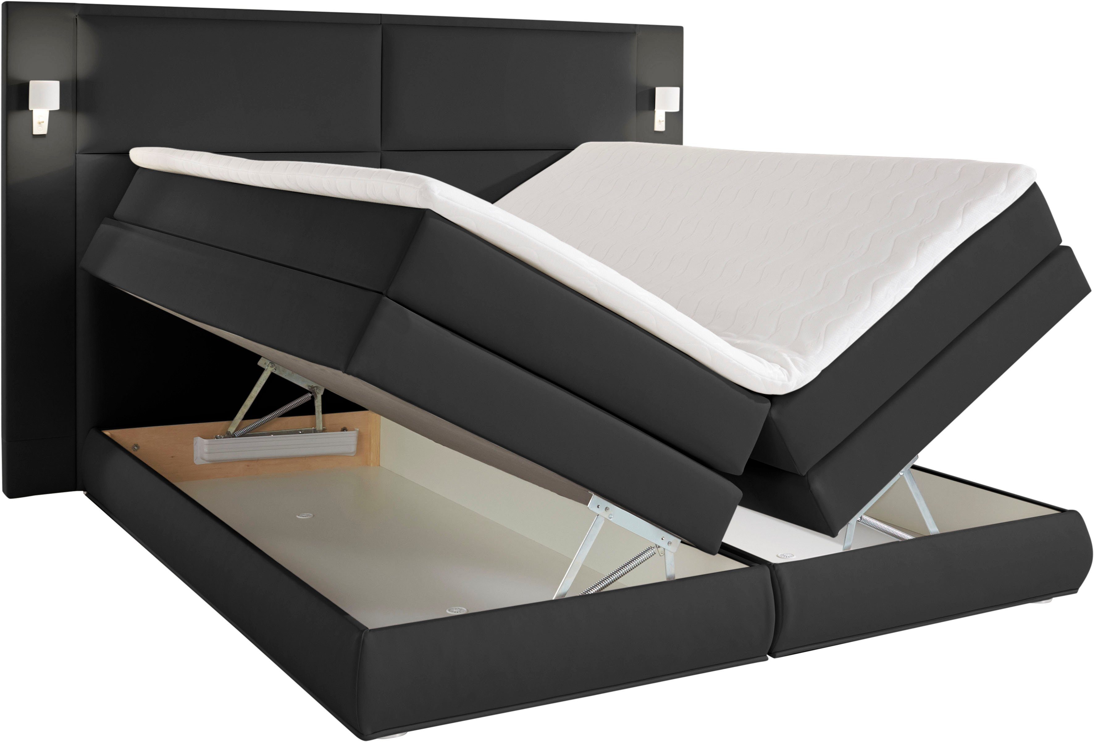 COLLECTION AB Boxspring Copenhagen inclusief bedkist, topmatras, naar keuze met ledverlichting