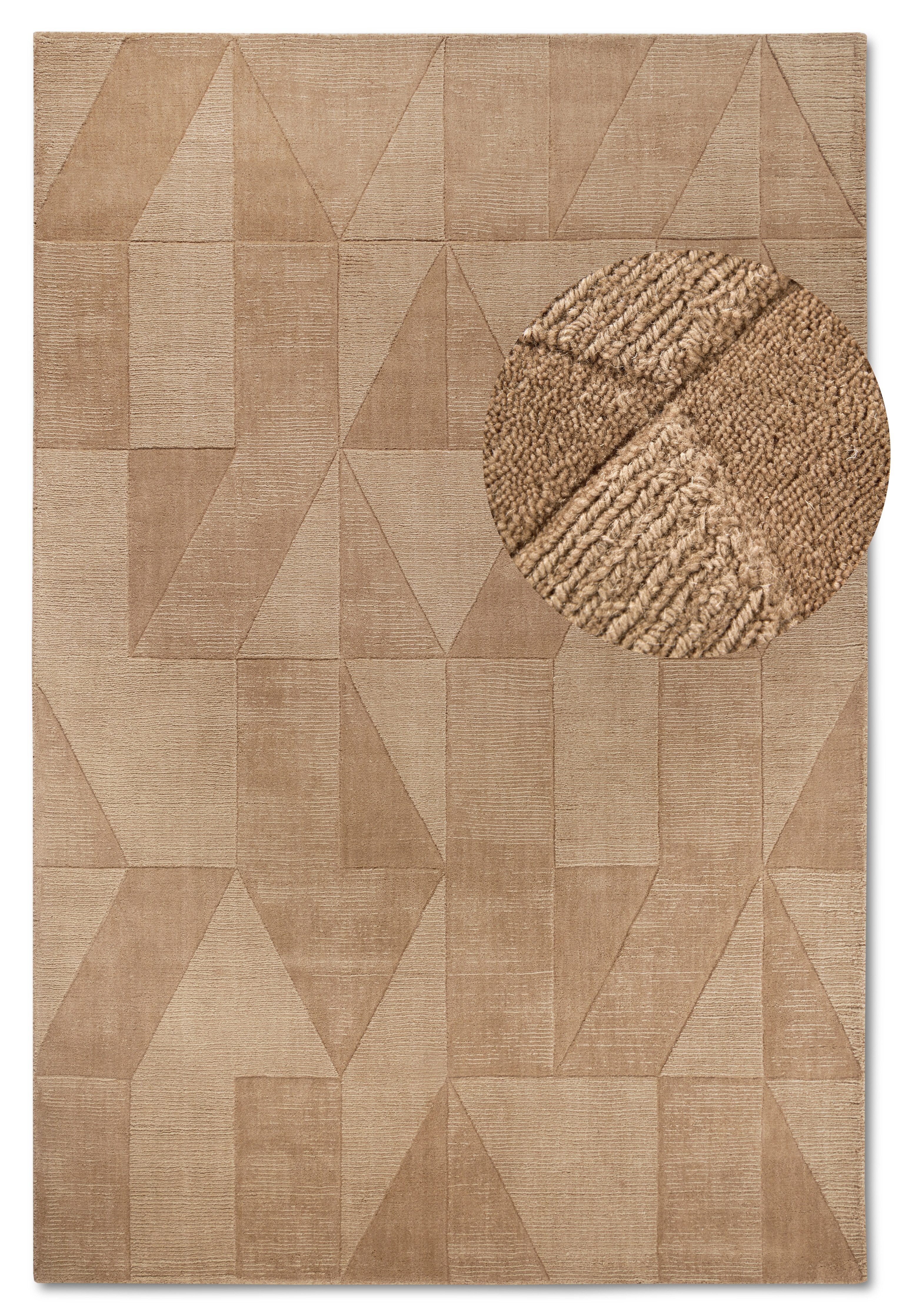 Villeroy & Boch Wollen kleed Ursule Loper, handgeweven, wol, natuur, woonkamer, geometrie, boho