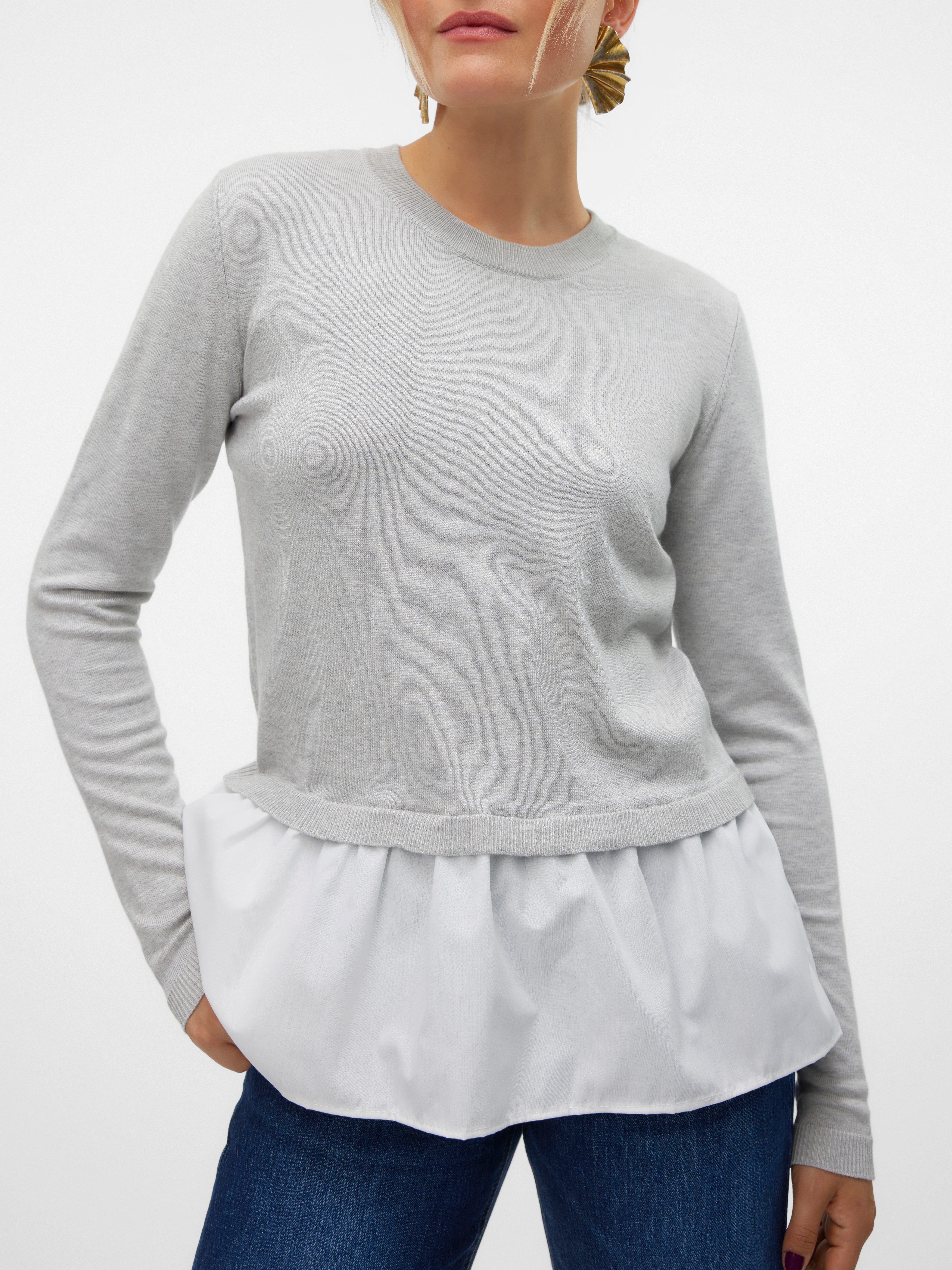 Vero Moda Trui met ronde hals VMJOSE LS O-NECK WVN MIX PULLOVER GA BOO