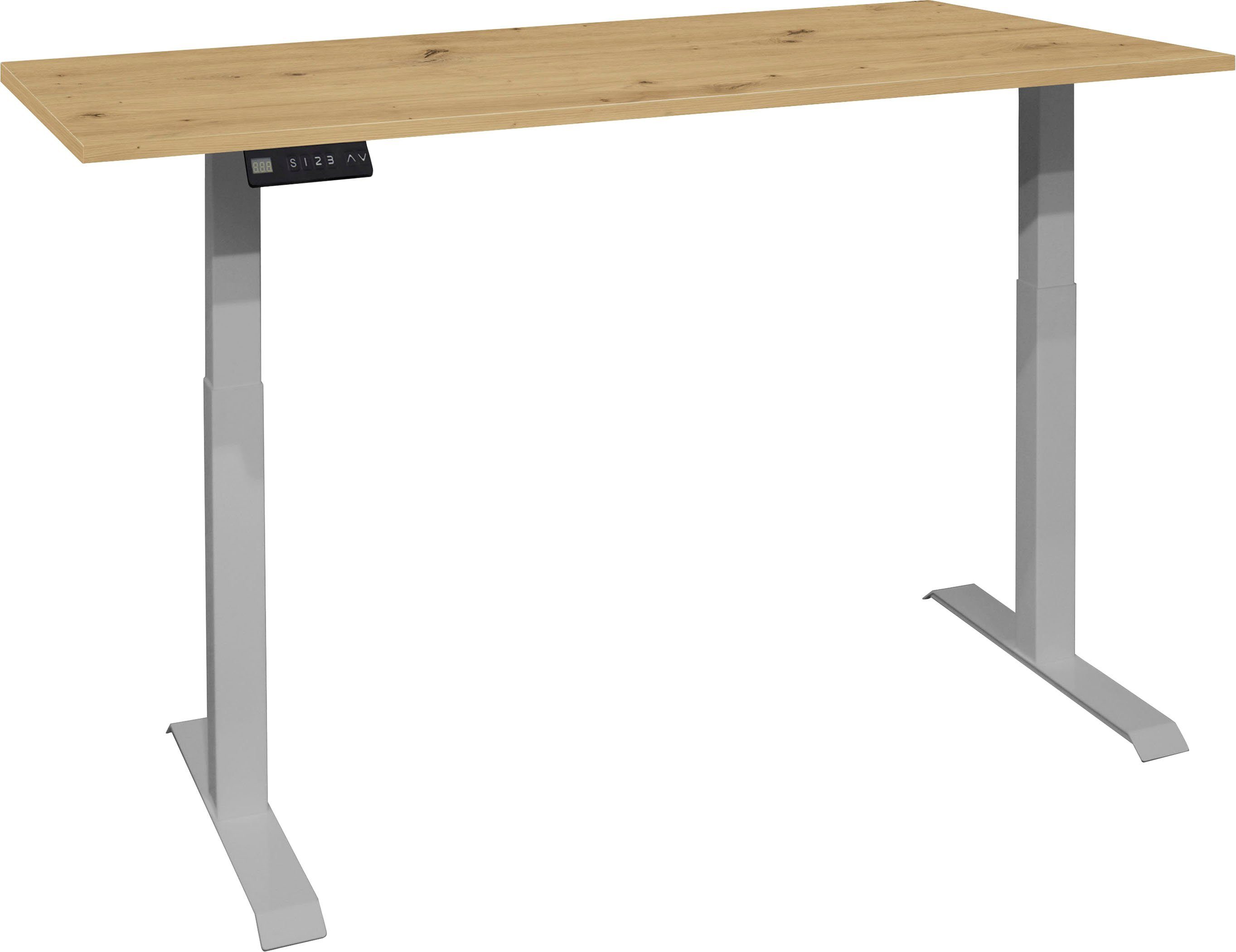 Mäusbacher Bureau Big System Office Breedte 140 cm, elektrisch in hoogte verstelbaar bureaus beige