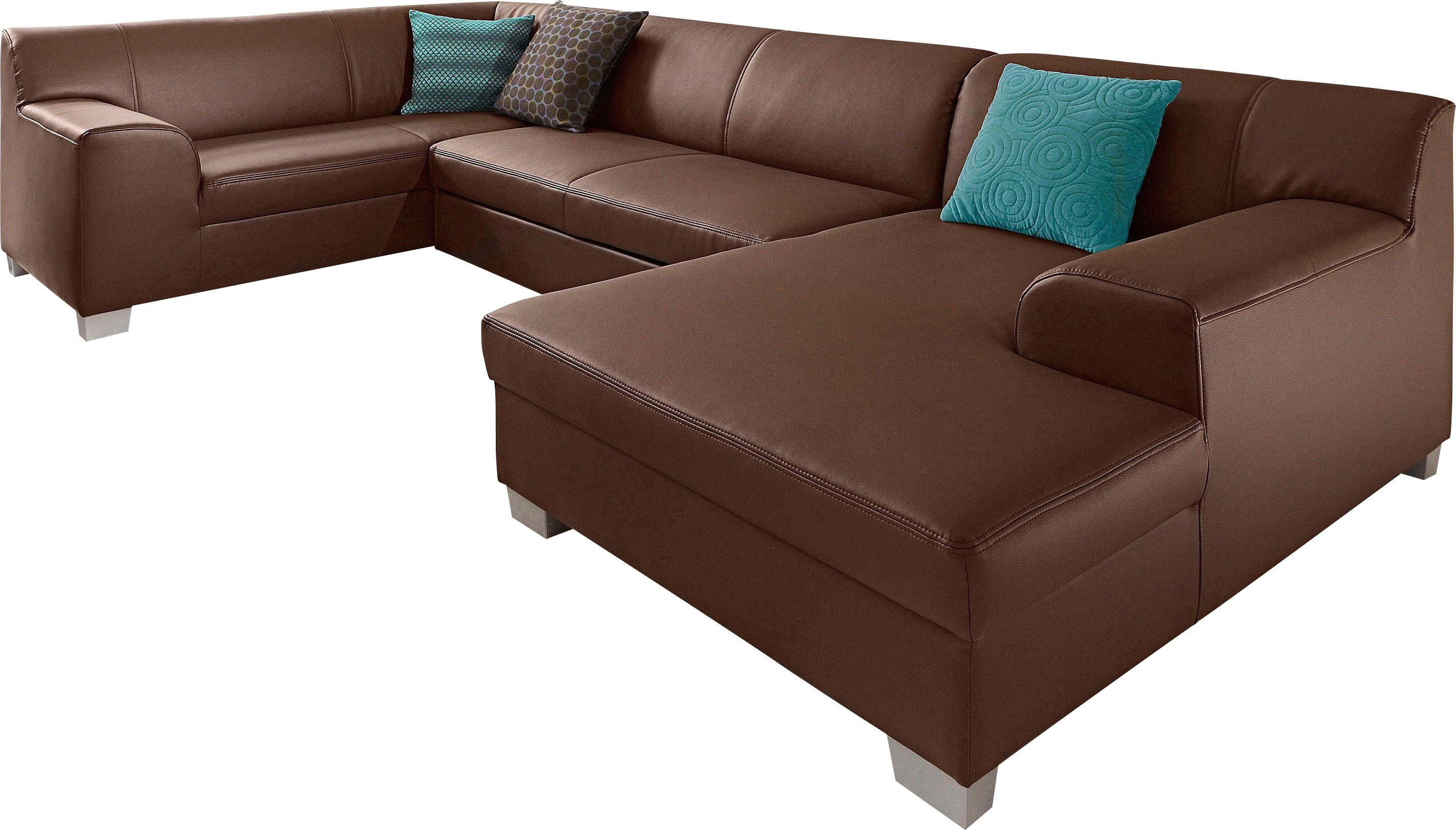 DOMO collection Zithoek Amando U-vorm naar keuze met bedfunctie, stevig zitcomfort, vrij in de ruimte te plaatsen