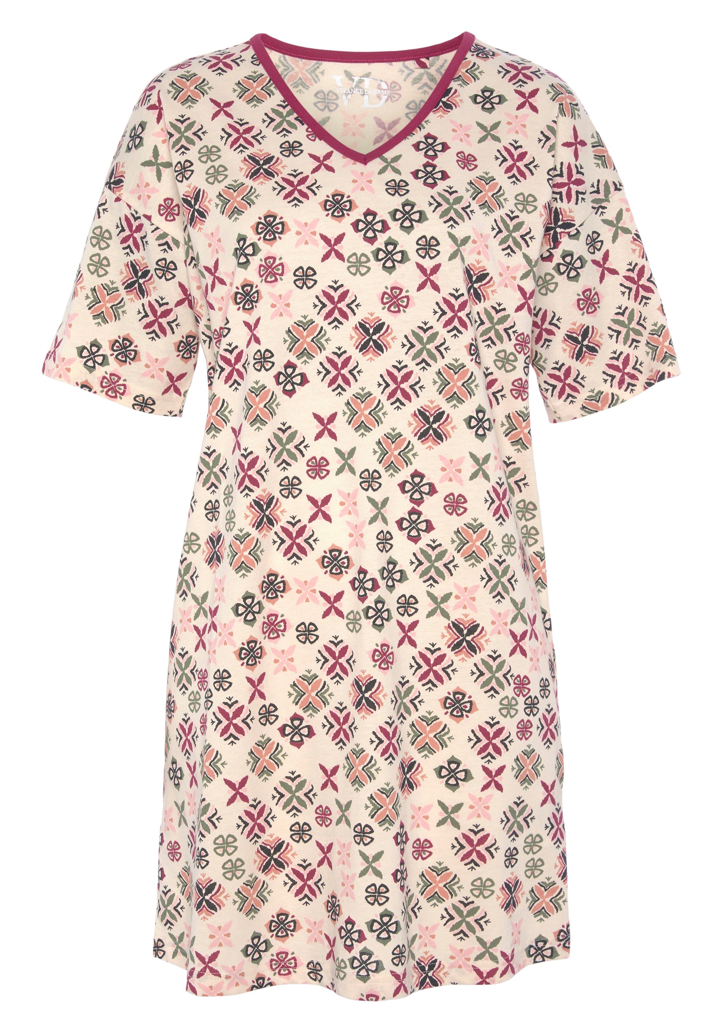 Vivance Dreams Nachthemd met grafisch-florale alloverprint