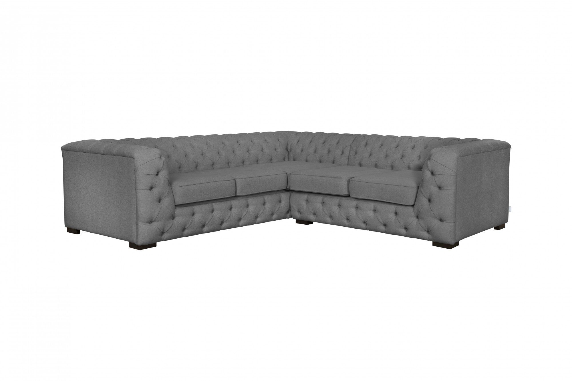 Guido Maria Kretschmer Home&Living Chesterfield-bank KALINA L-vorm hoogwaardig chesterfield design, zeer hoogwaardige afwerking grijs, chesterfield