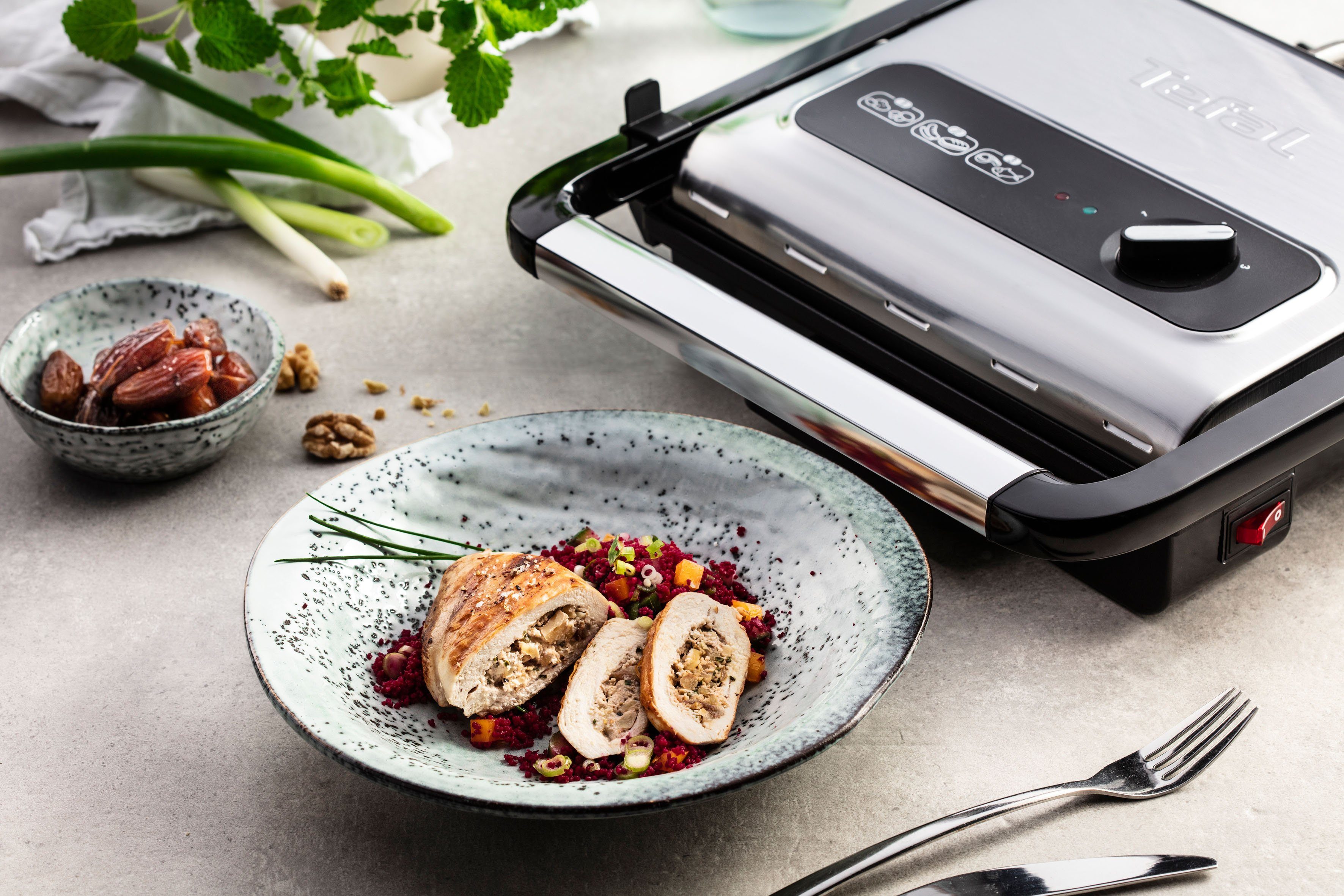 Tefal Contactgrill GC242D Inicio Grill Adjust regelbare thermostaat met 3 standen, bakplaten met antiaanbaklaag