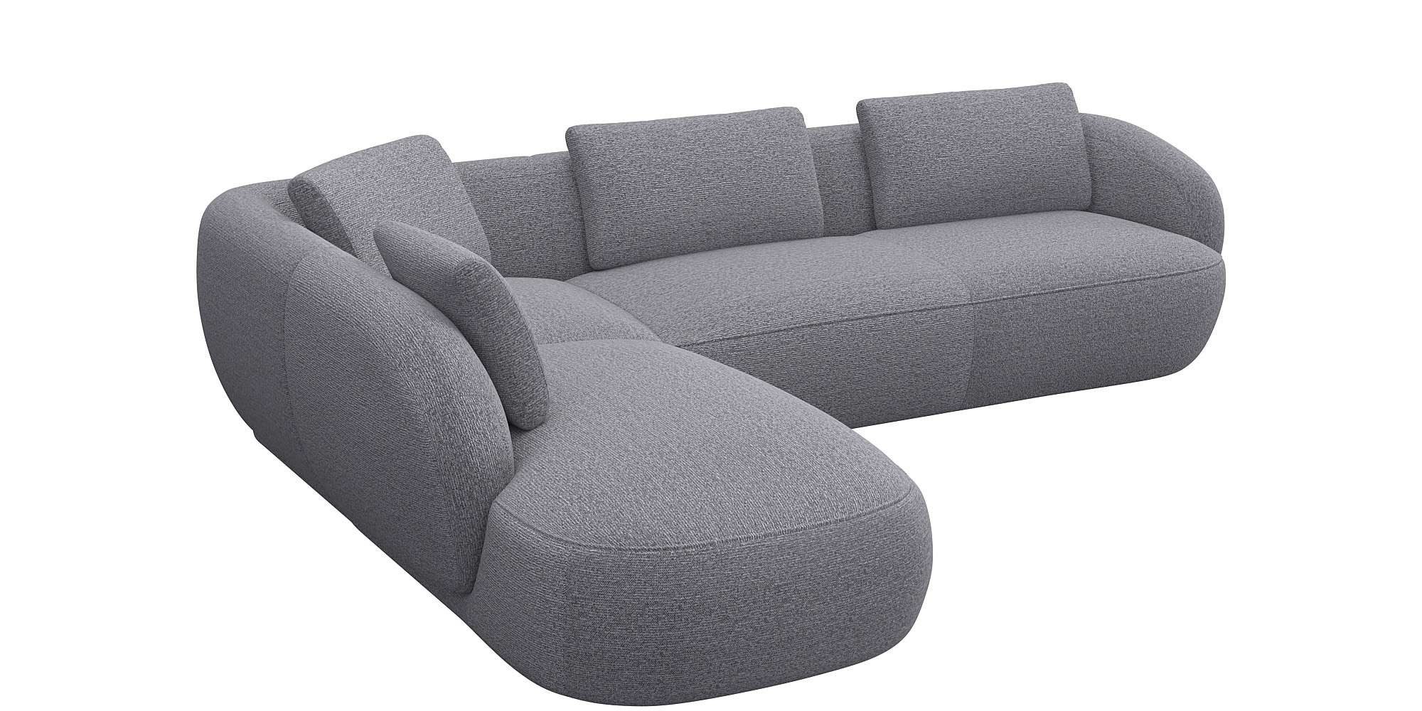 FLEXLUX Hoekbank Torino, rond, L-vorm, bankhoek met ottomane Modern, organisch bankontwerp, koudschuim, golfvering