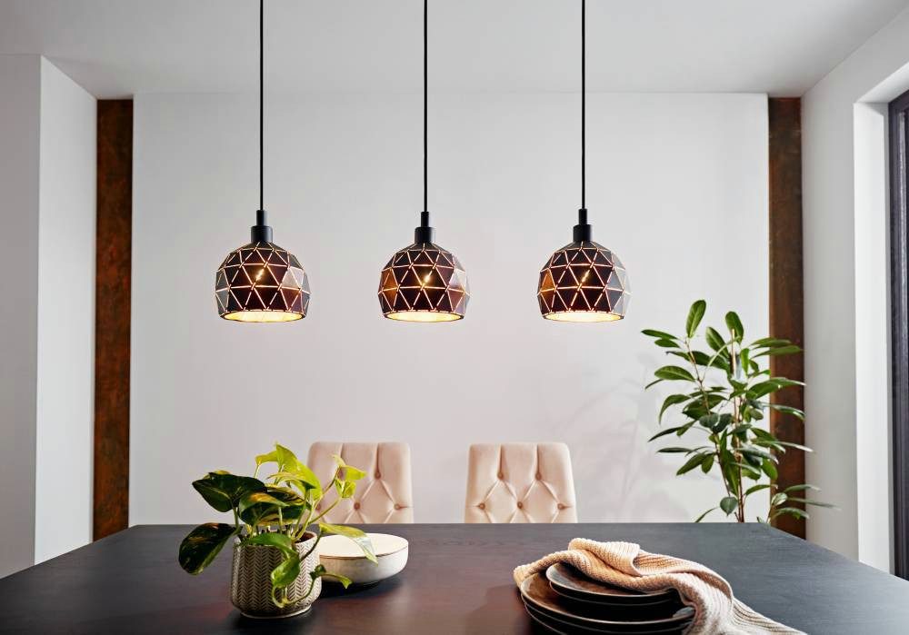 EGLO Hanglamp ROCCAFORTE Hanglamp, hanglamp van metaal in zwart en goudkleur, E14 fitting (1 stuk)