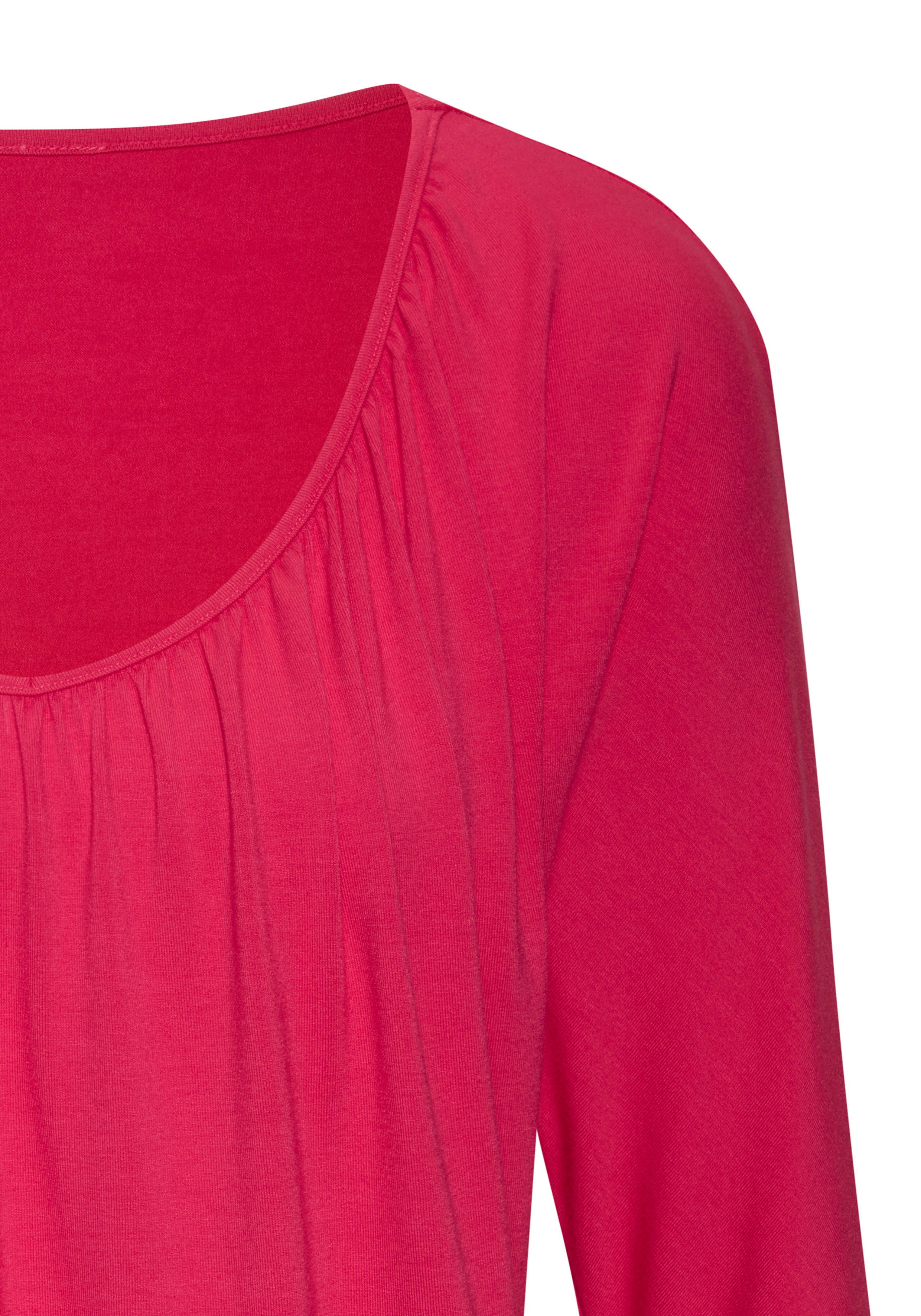 Lascana Shirt met 3 4 mouwen Met fijne plooien bij de hals
