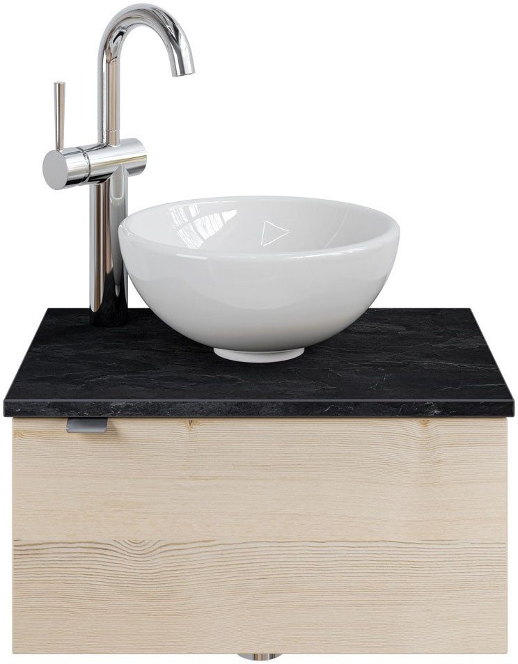 Saphir Wastafelonderkast Serie 6915 wastafel met onderkast voor gastenbadkamer, tweede toilet (3-delig) wastafelmeubels beige