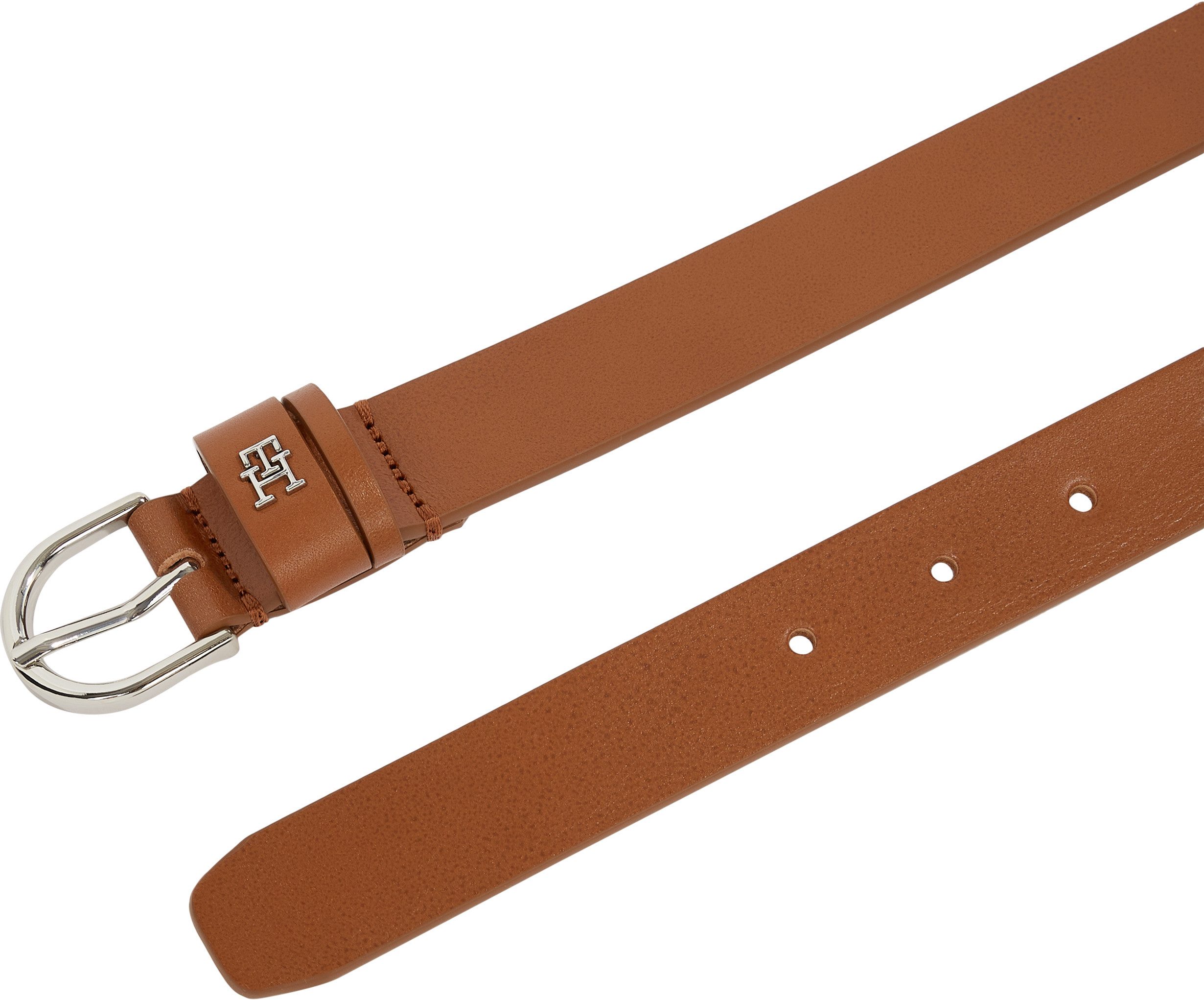 Tommy Hilfiger Leren riem ESSENTIAL EFFORTLESS 2.5 SILVER Eenvoudige doornsluiting, metalen embleem