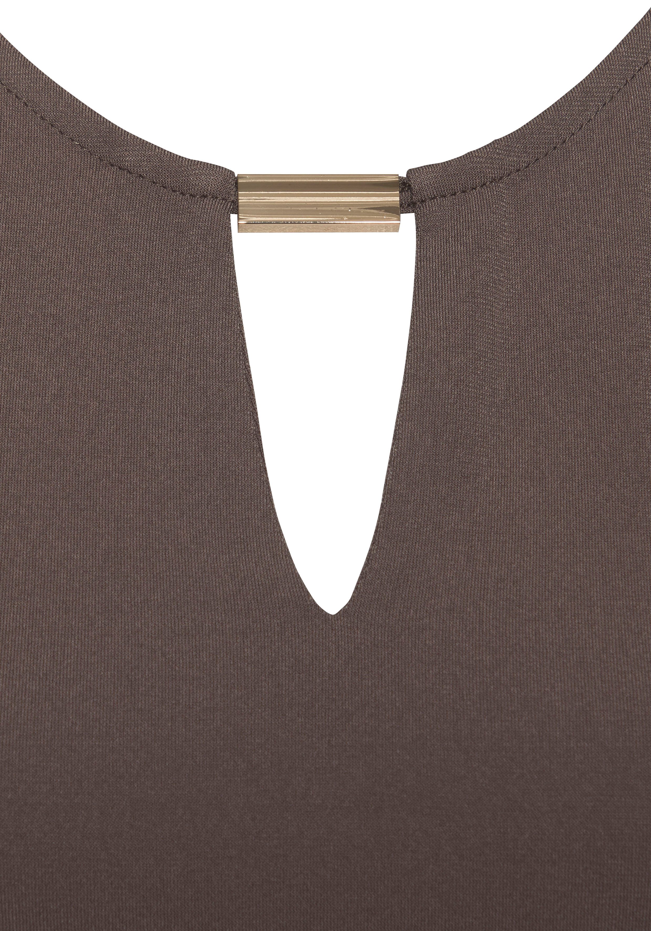 Lascana Tanktop van gladde jerseykwaliteit met cut-out elegant zomertop kreukvrij