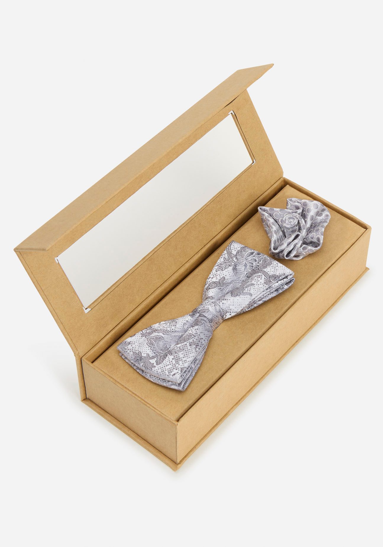 MONTI Vlinderdasje 100% zijde, vlinderstrik met bijpassend zakdoek (set, 2 stuks)