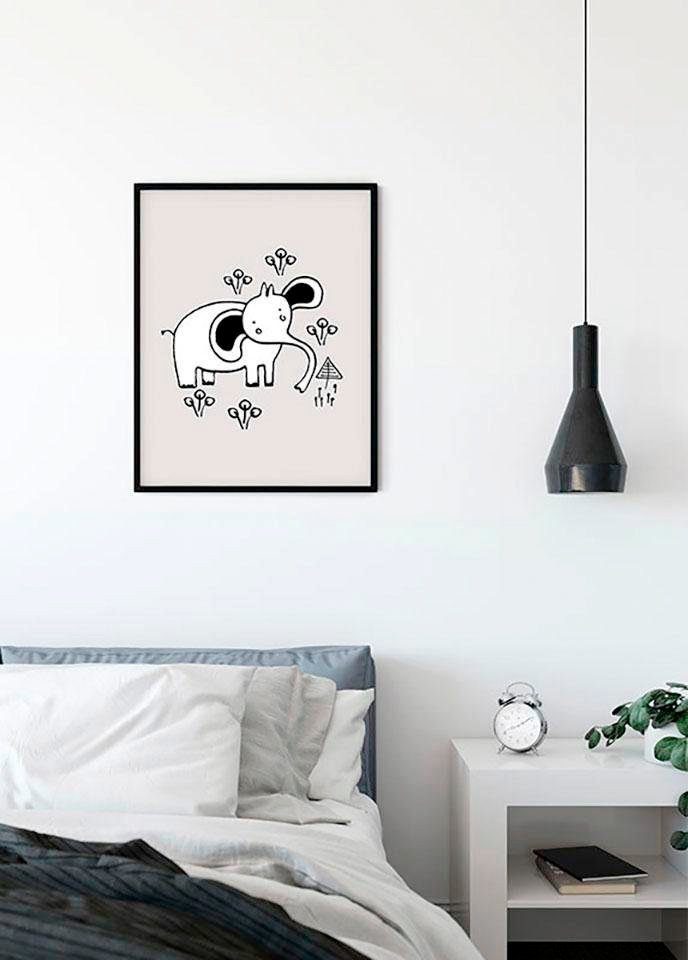 Komar Wanddecoratie Scribble Elephant Wanddecoratie - zonder lijst (1 stuk)