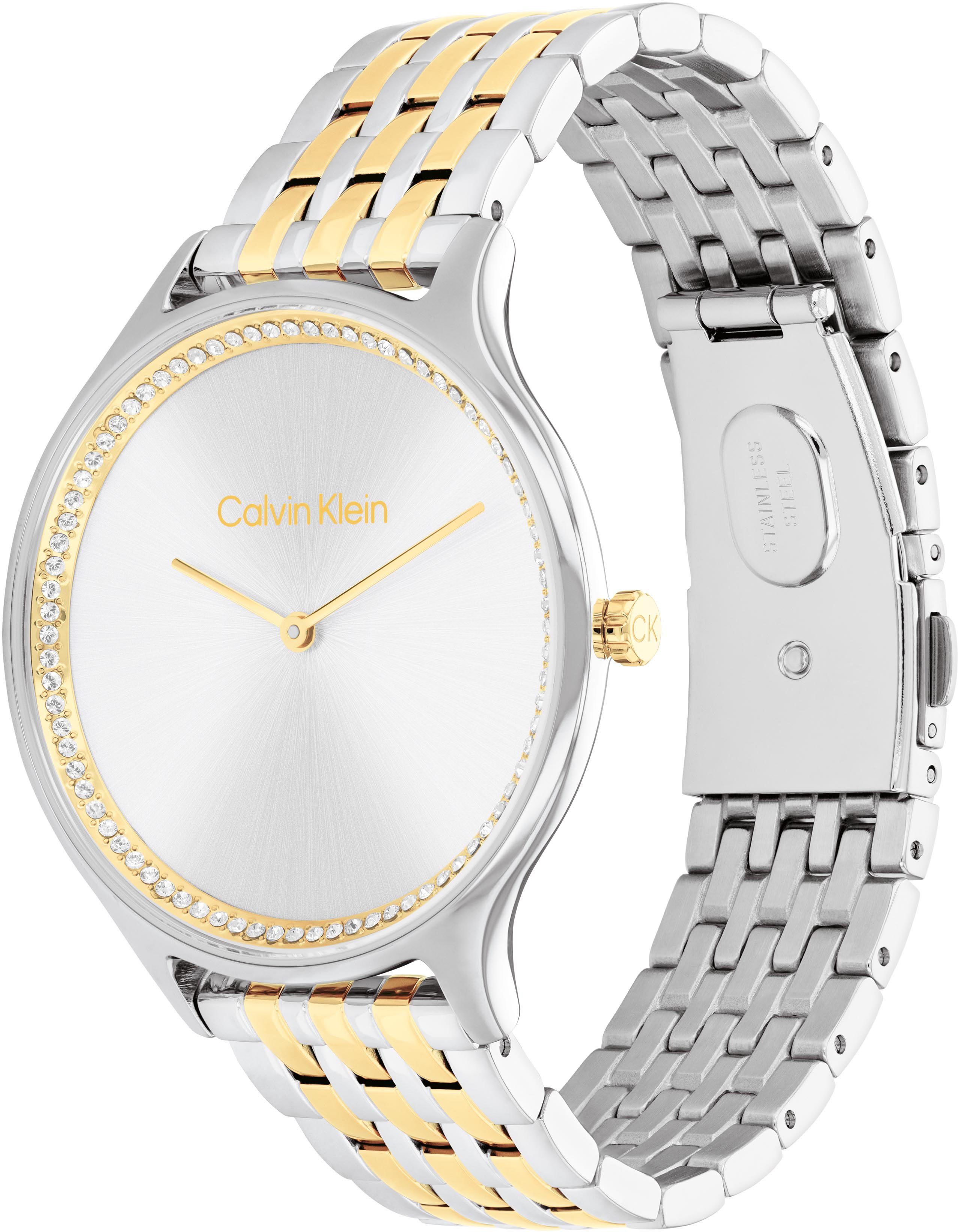 Calvin Klein Kwartshorloge CK TIMELESS Polshorloge, dameshorloge, glaskristallen, roestvrijstalen armband