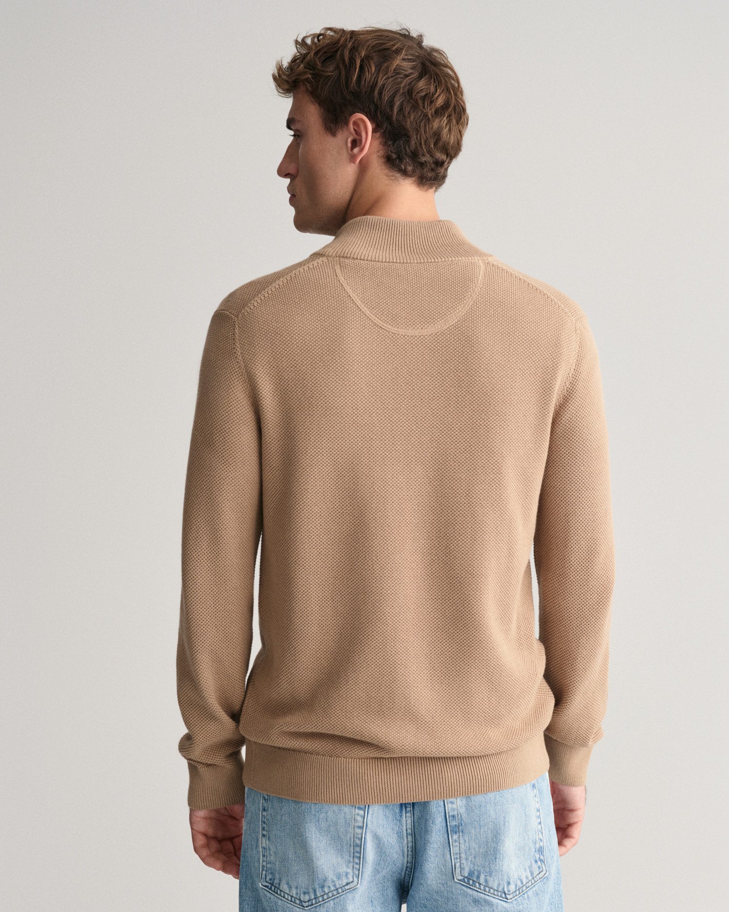 Gant Vest COTTON PIQUE ZIP CARDIGAN met logoborduursel op borsthoogte