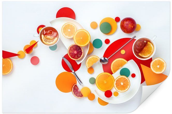 wall-art poster abstract citroen ijsthee sinaasappel (1 stuk) multicolor