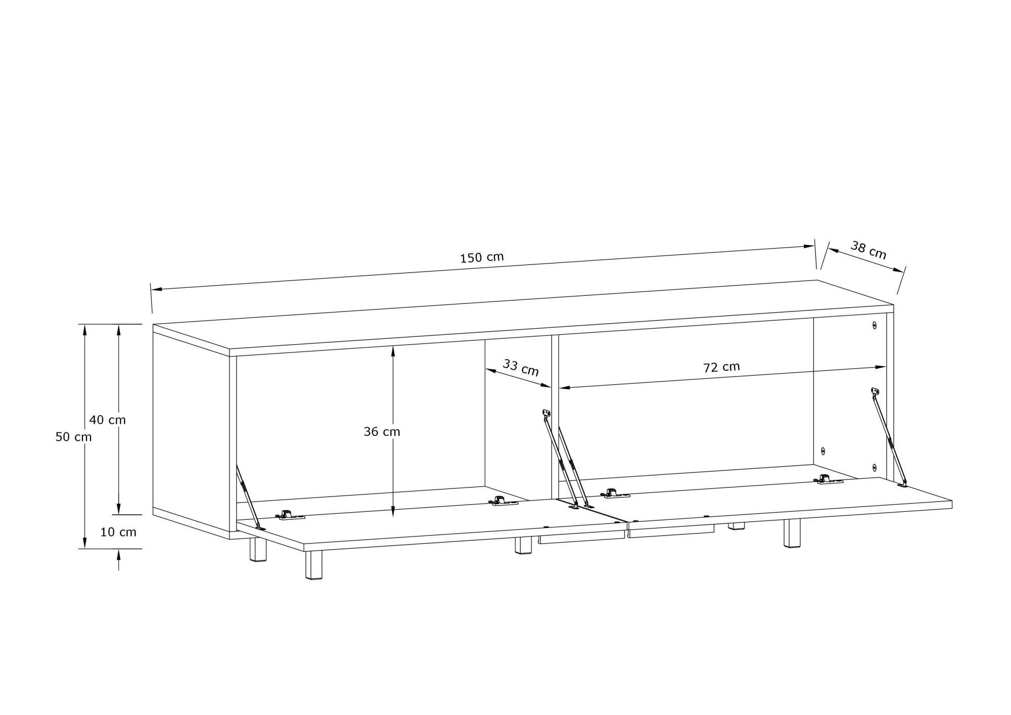 INOSIGN Tv-meubel Dinant TV-kast met 2 kleppen, kabeldoorvoer, breedte 150 cm, hoogte 50 cm