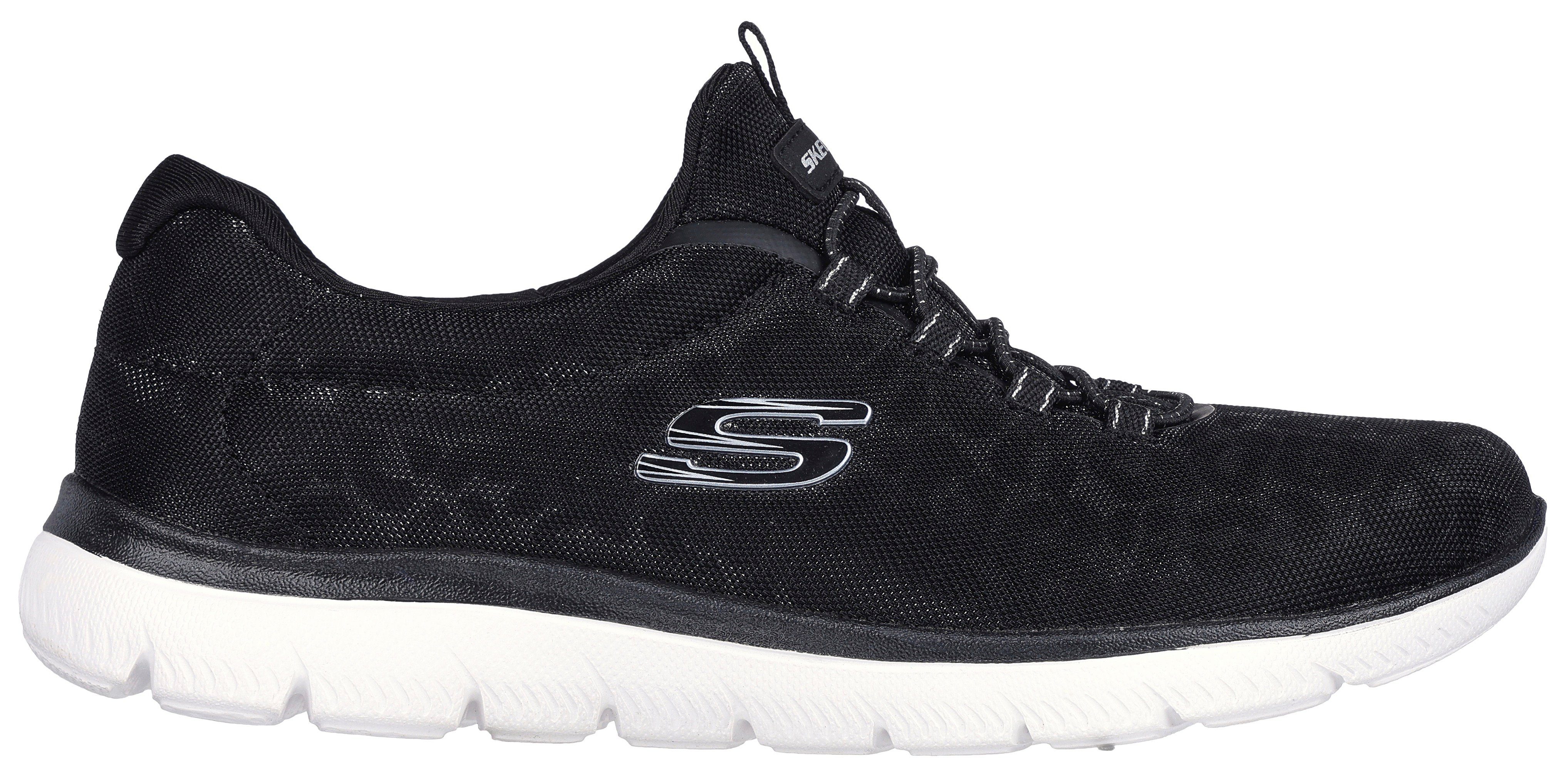 skechers slip-on sneakers summits- met contrastdetails zwart