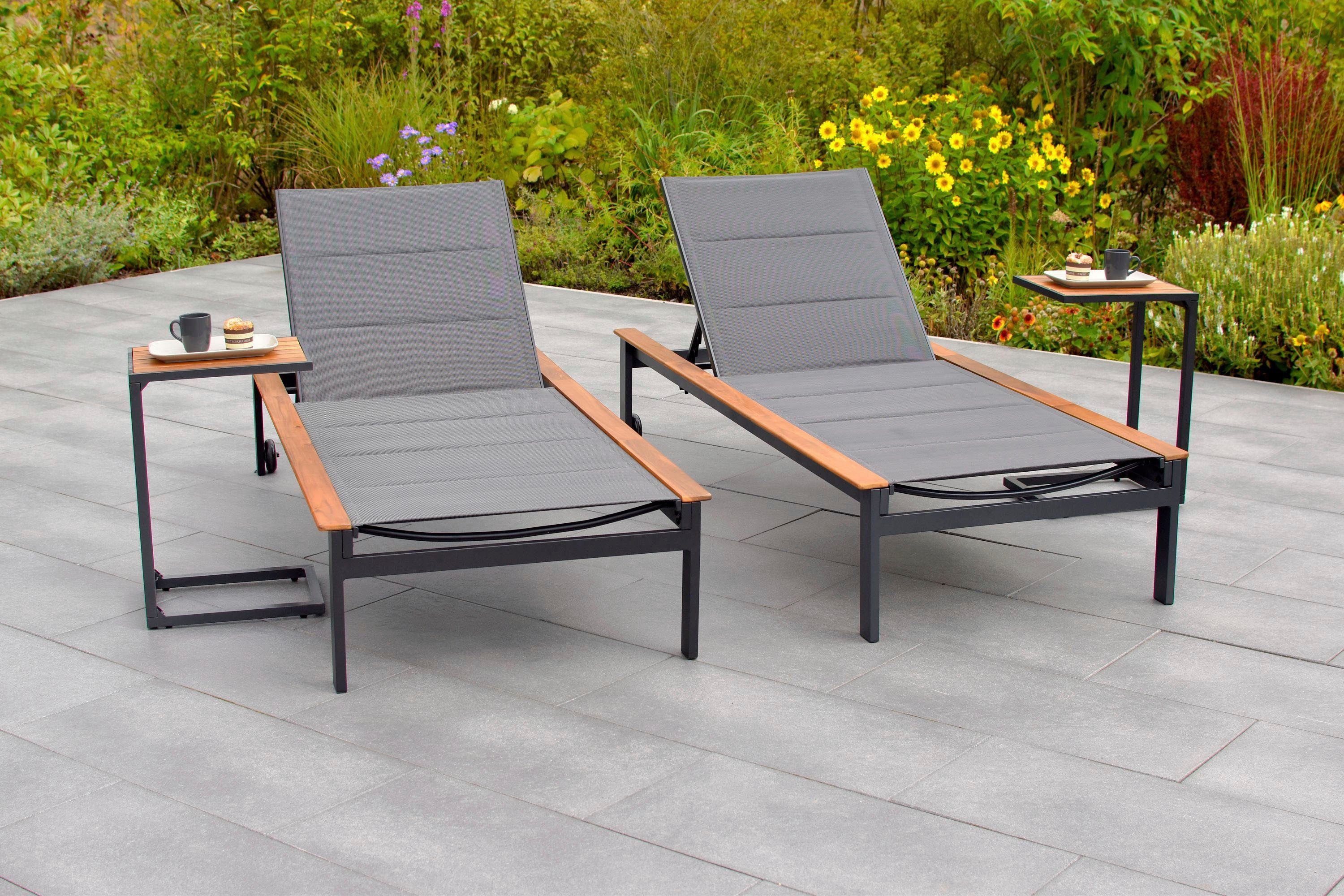 MERXX Ligstoel Paxos 2 ligstoelen en 2 bijzettafels (set)