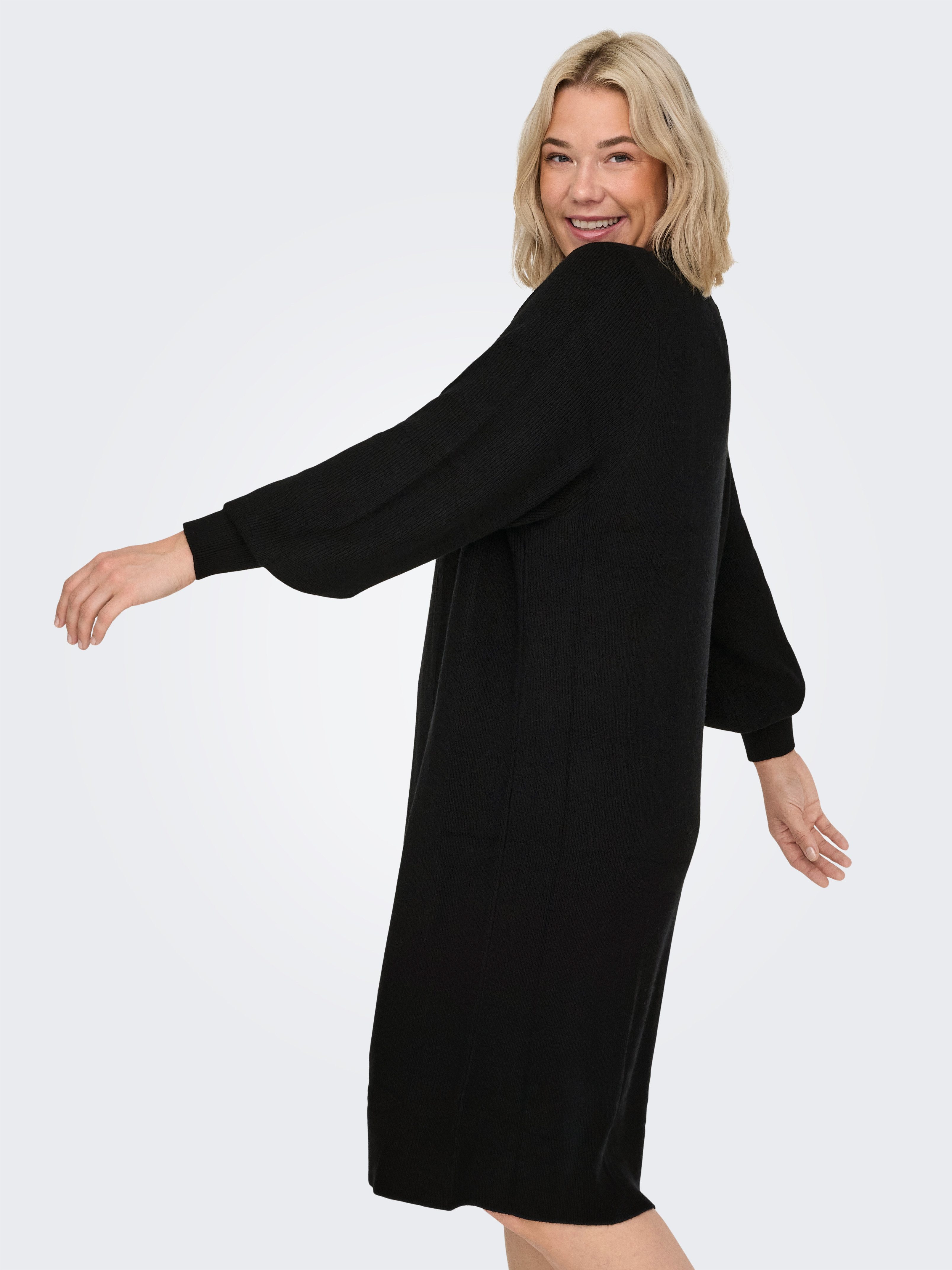 ONLY CARMAKOMA Gebreide jurk CARKATIA LS V-NECK DRESS KNT NOOS