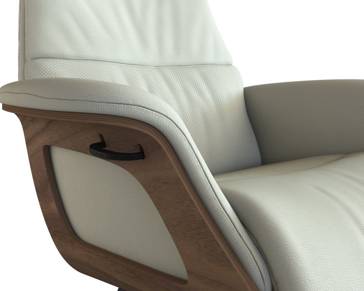 FLEXLUX Relaxfauteuil Clement relaxstoel, gestoffeerde stoel, ligstoel, TV-stoel, Rug- & hoofdverstelling, draaibaar, armleuning walnoot, voet zwart