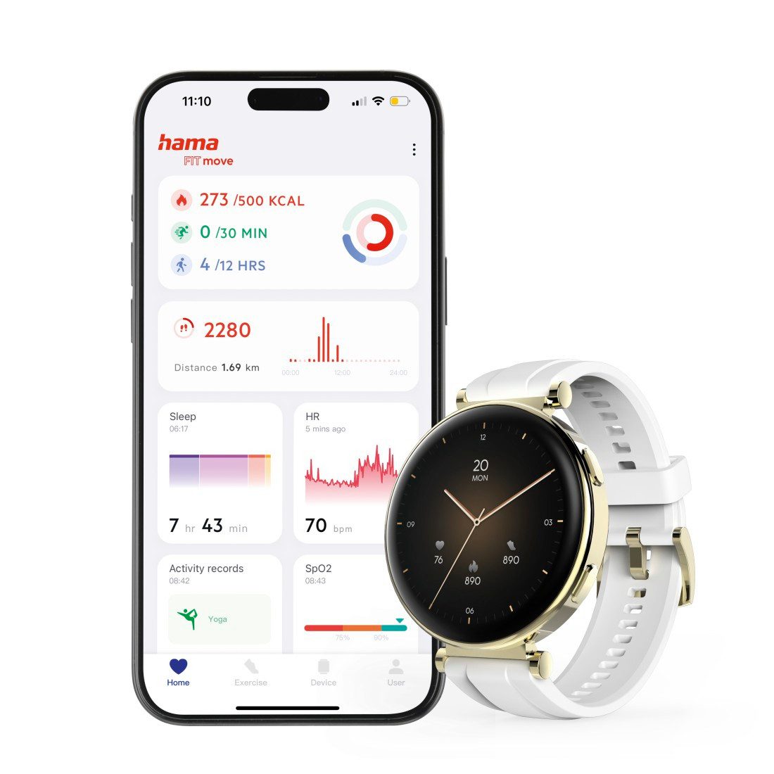 Hama Smartwatch Ronde smartwatch 1,32“ (fitness, belfunctie, hartslag, waterdicht)