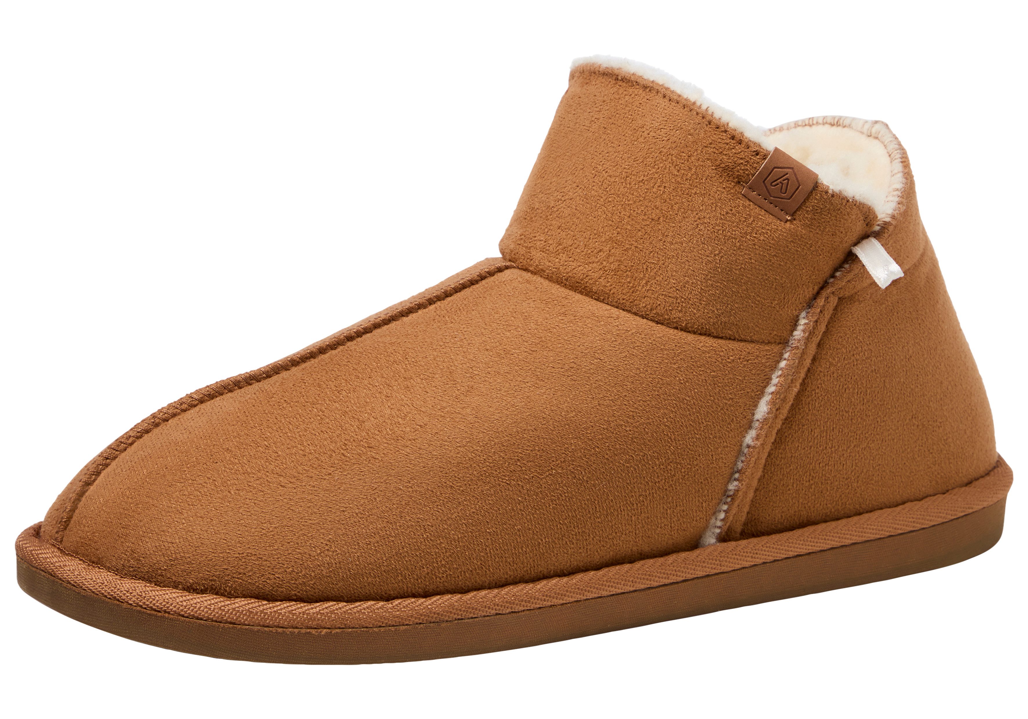 Apollo Pantoffels LADIES HOME BOOTS SUEDE met logo-embossing en knusse, warme binnenvoering