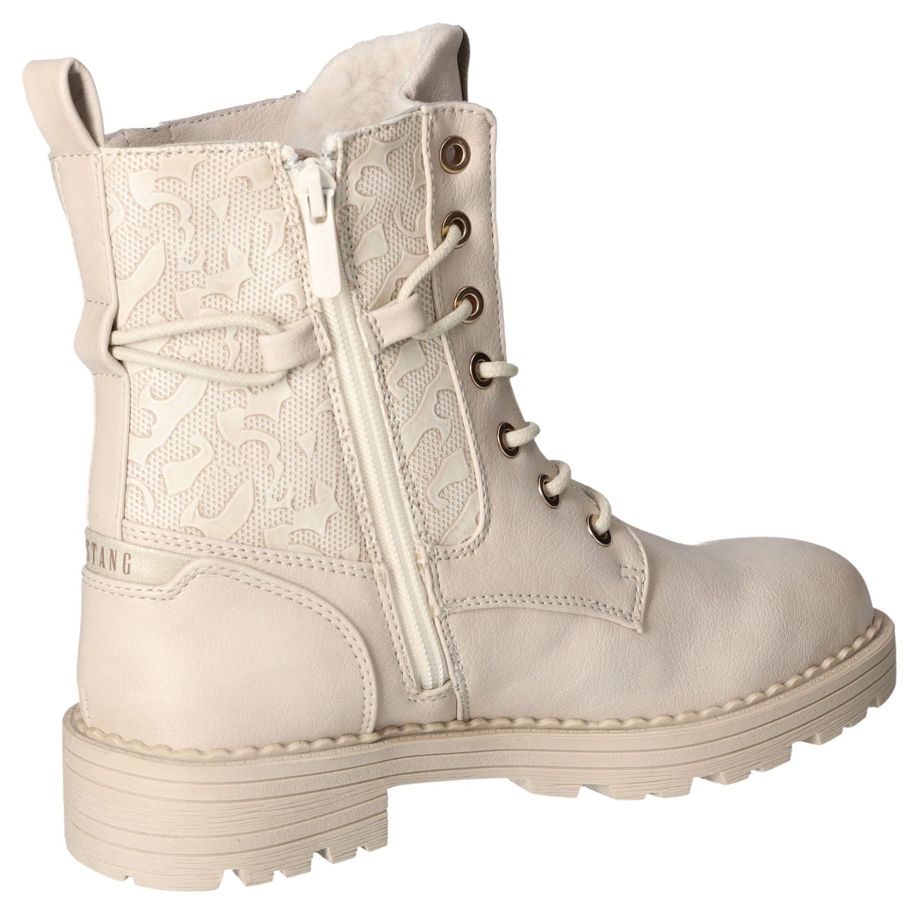 Mustang Shoes Winterlaarzen hakken, winter-enkellaars, veterschoenen, logo-opschriften