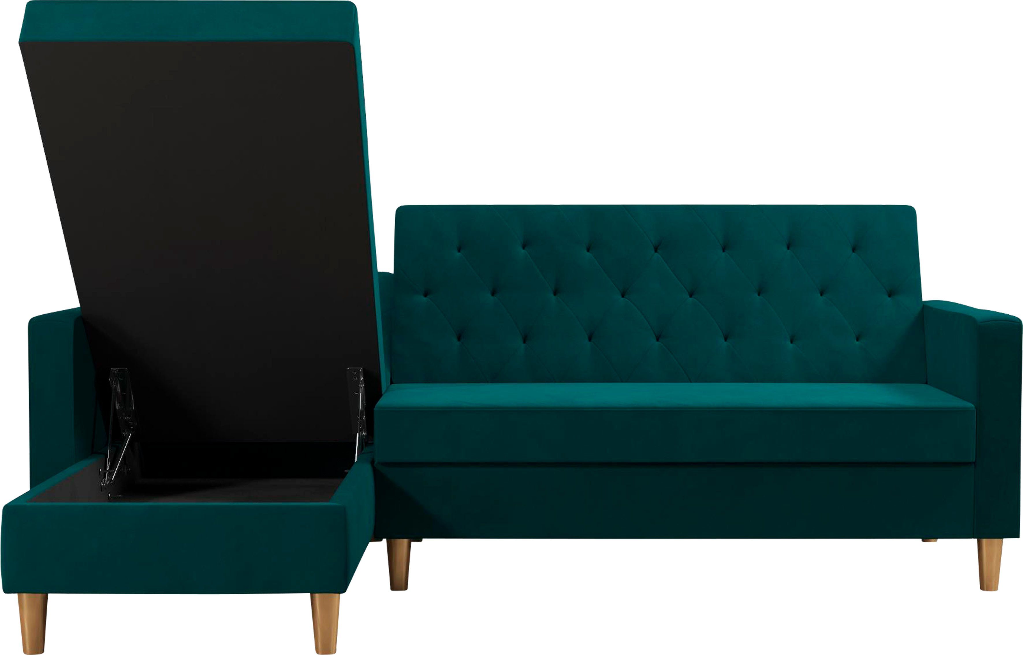 CosmoLiving by Cosmopolitan Hoekbank Liberty, L-vorm met slaapfunctie, récamier aan beide kanten te monteren, zithoogte 43 cm