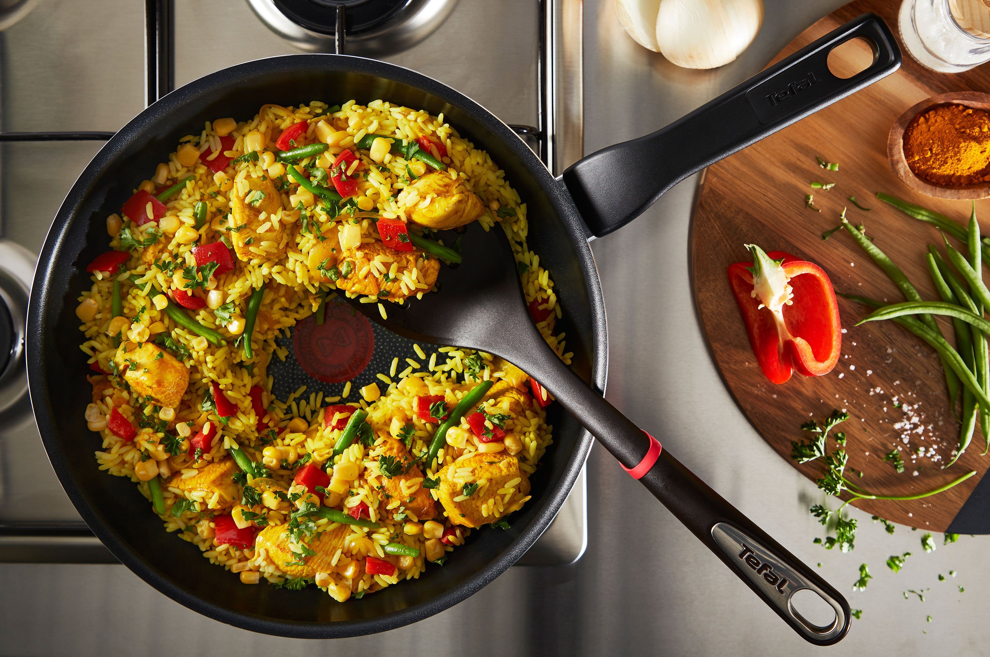 Tefal Koekenpan XL Force Anti-aanbak, thermo-signaal, diepe vorm, voor alle kookplaten behalve inductie (1-delig)