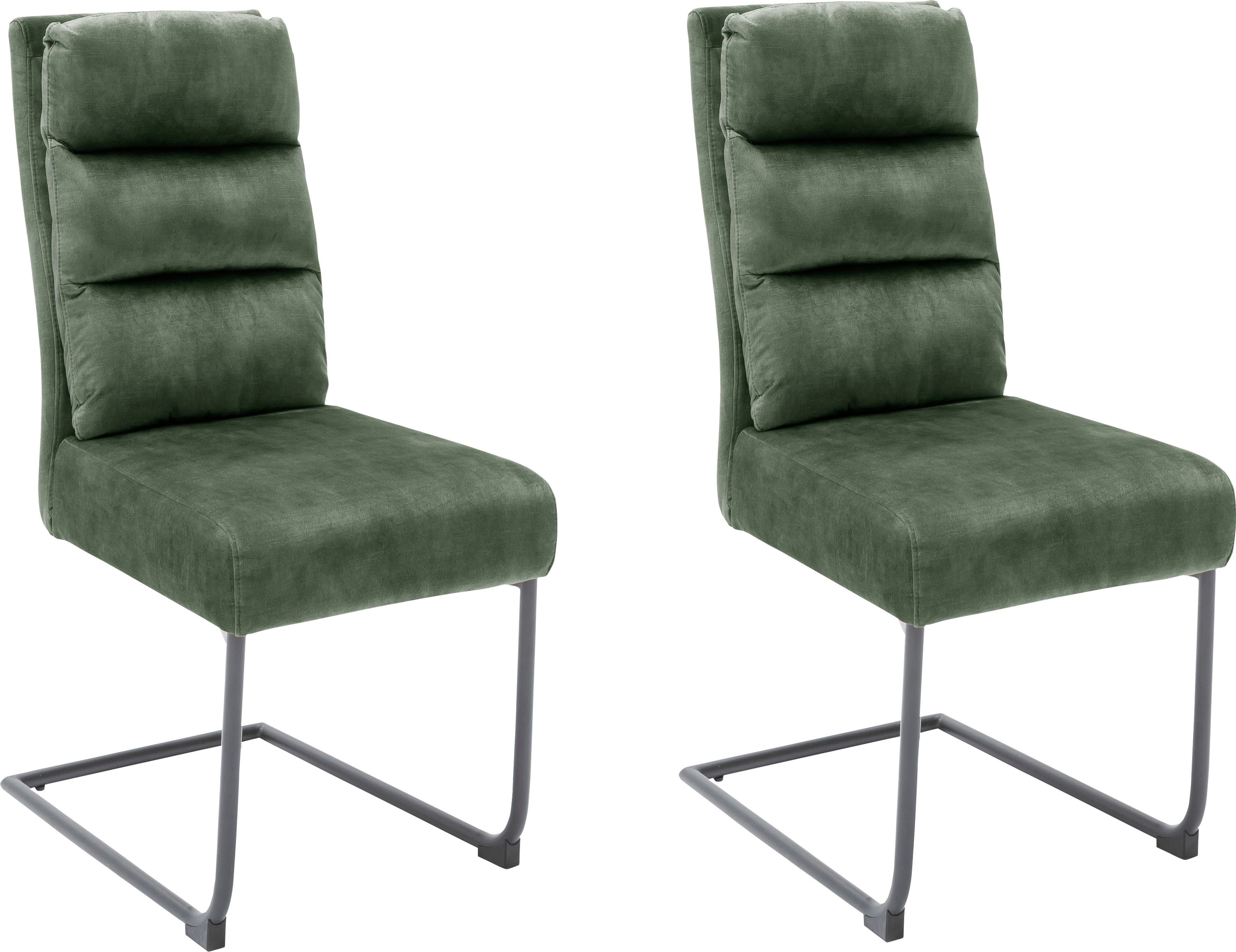 MCA furniture Vrijdragende stoel Lampang set van 2, stoel met bekleding in vintage-look, belastbaar tot 120 kg (set, 2 stuks) zweefstoelen groen
