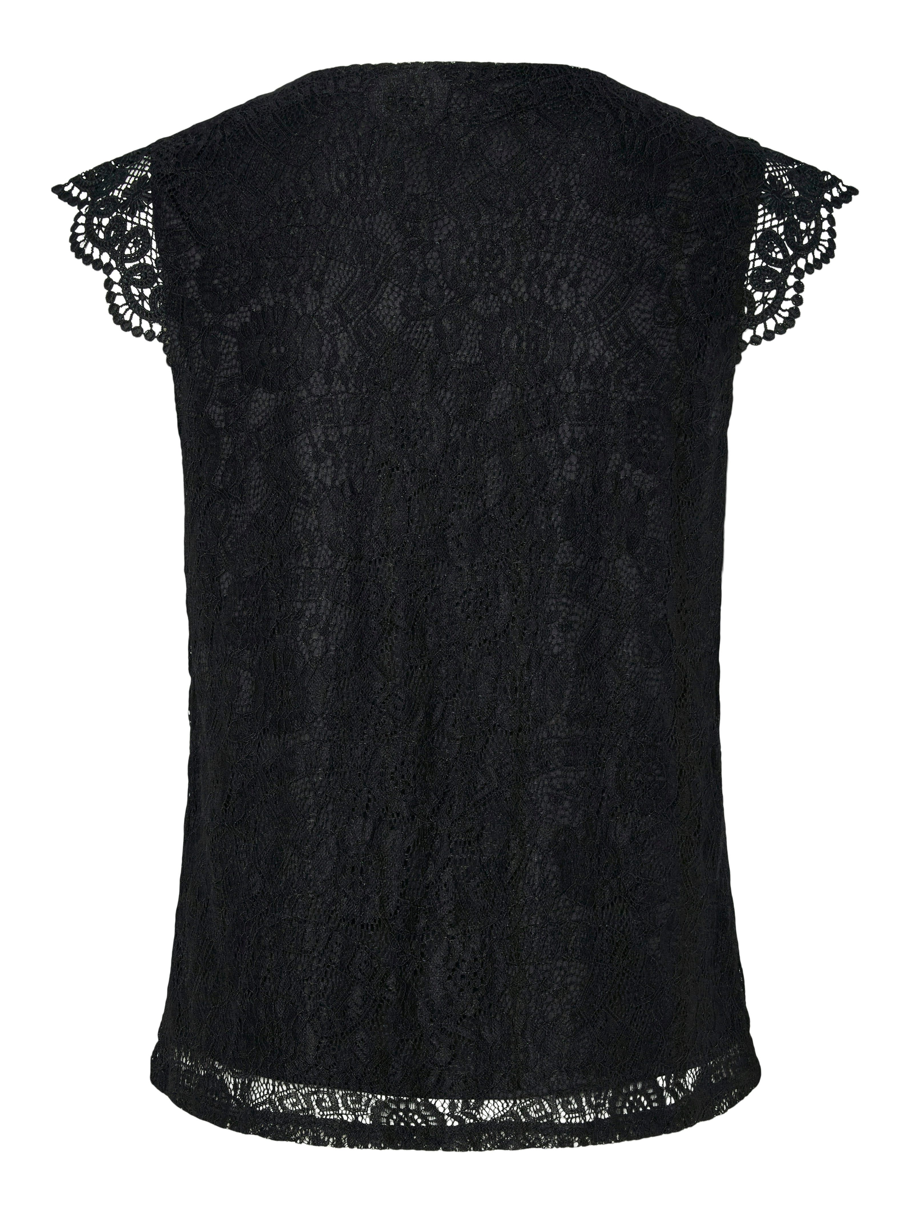 pieces Kanten top PCOLLINE SL LACE V-NECK TOP WVN NOOS