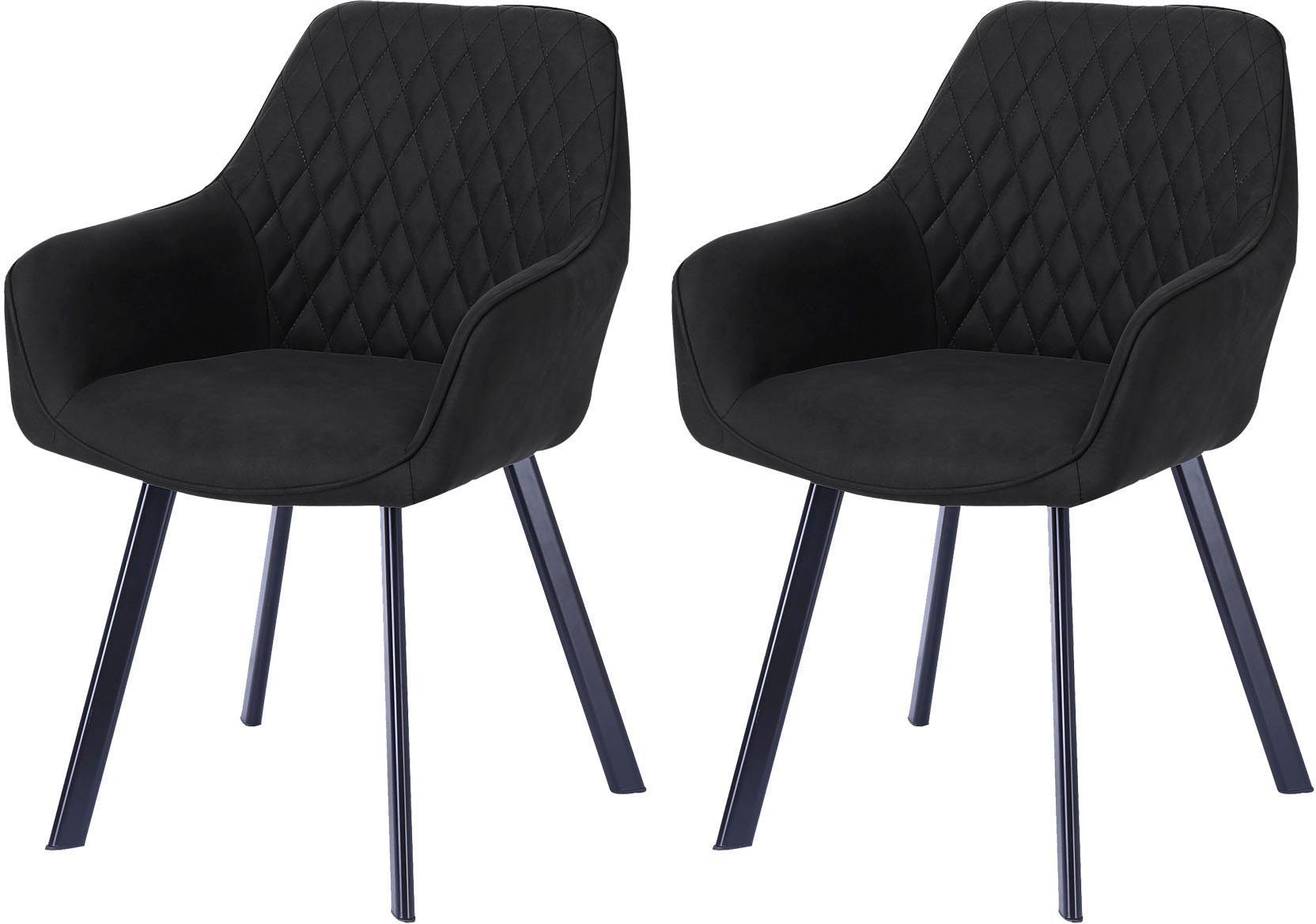 SalesFever Stoel met armleuningen Rugleuning met ruitstiksel (set, 2 stuks)