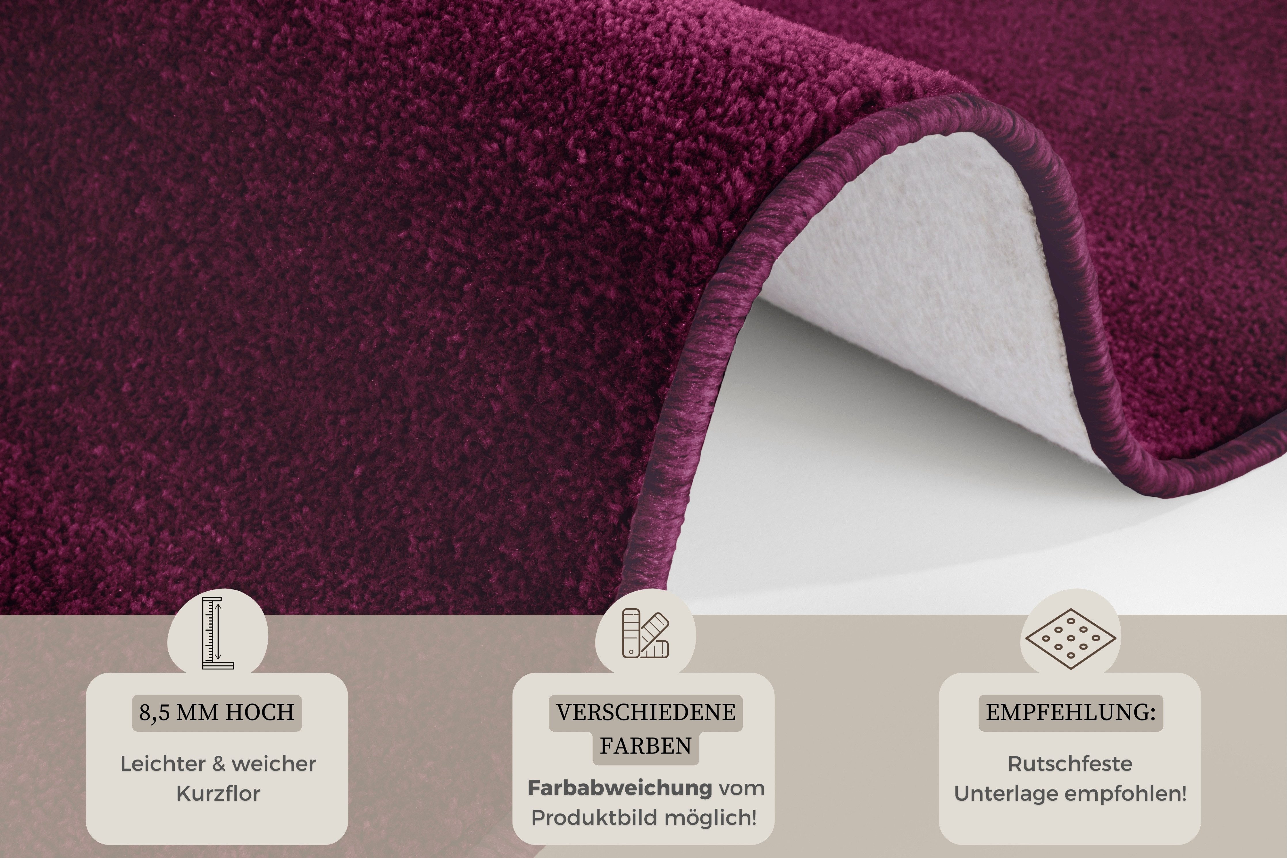 HANSE Home Vloerkleed Shashi Kortpolig, effen kleuren, loper, zacht, eetkamer, kinderkamer, gang