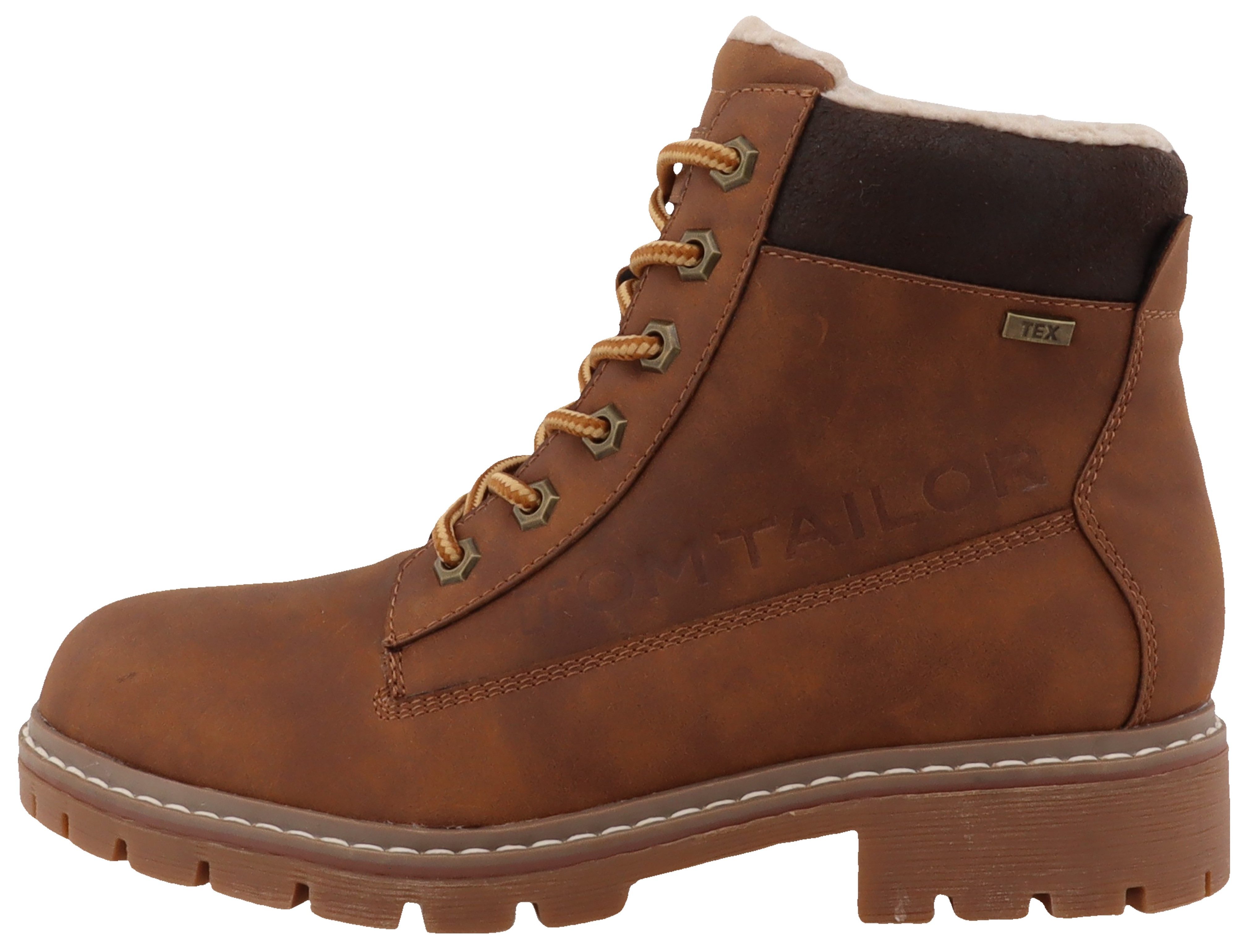 Tom Tailor Winterlaarzen hakken, winter-enkellaars, veterschoenen met logo-decoratie